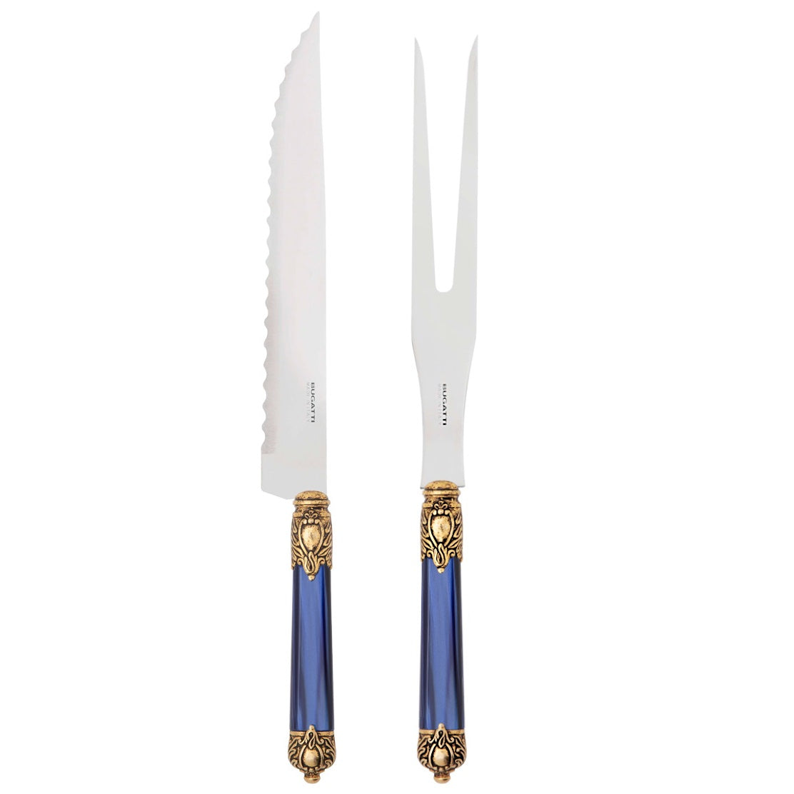 Rinascimento Antique Gold Roast Carving Set, Royal Blue — Casa Bugatti
