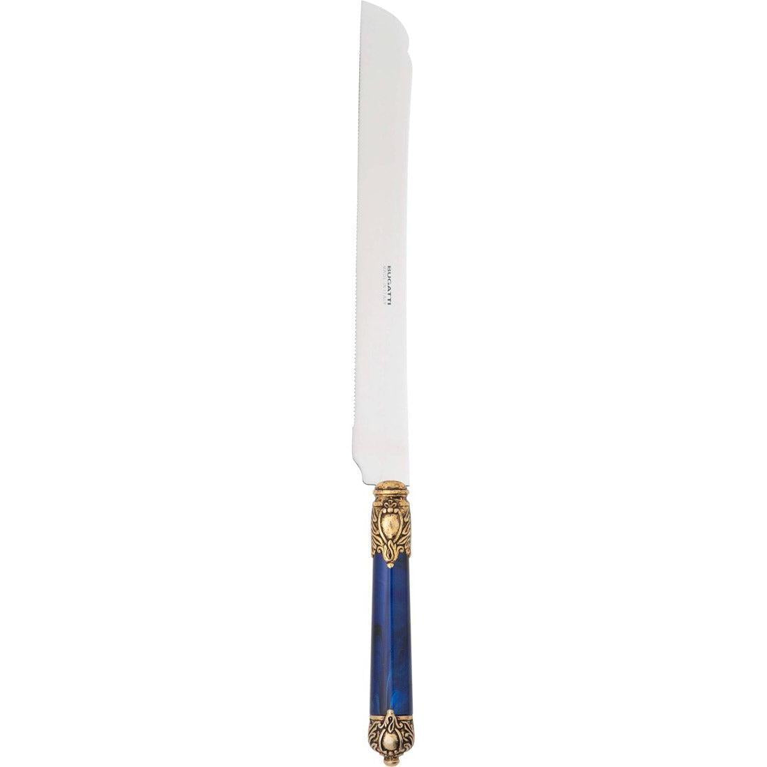 Rinascimento Antique Gold Cake Knife 32 cm (12.60 Inch) - Royal Blue-Casa Bugatti USA