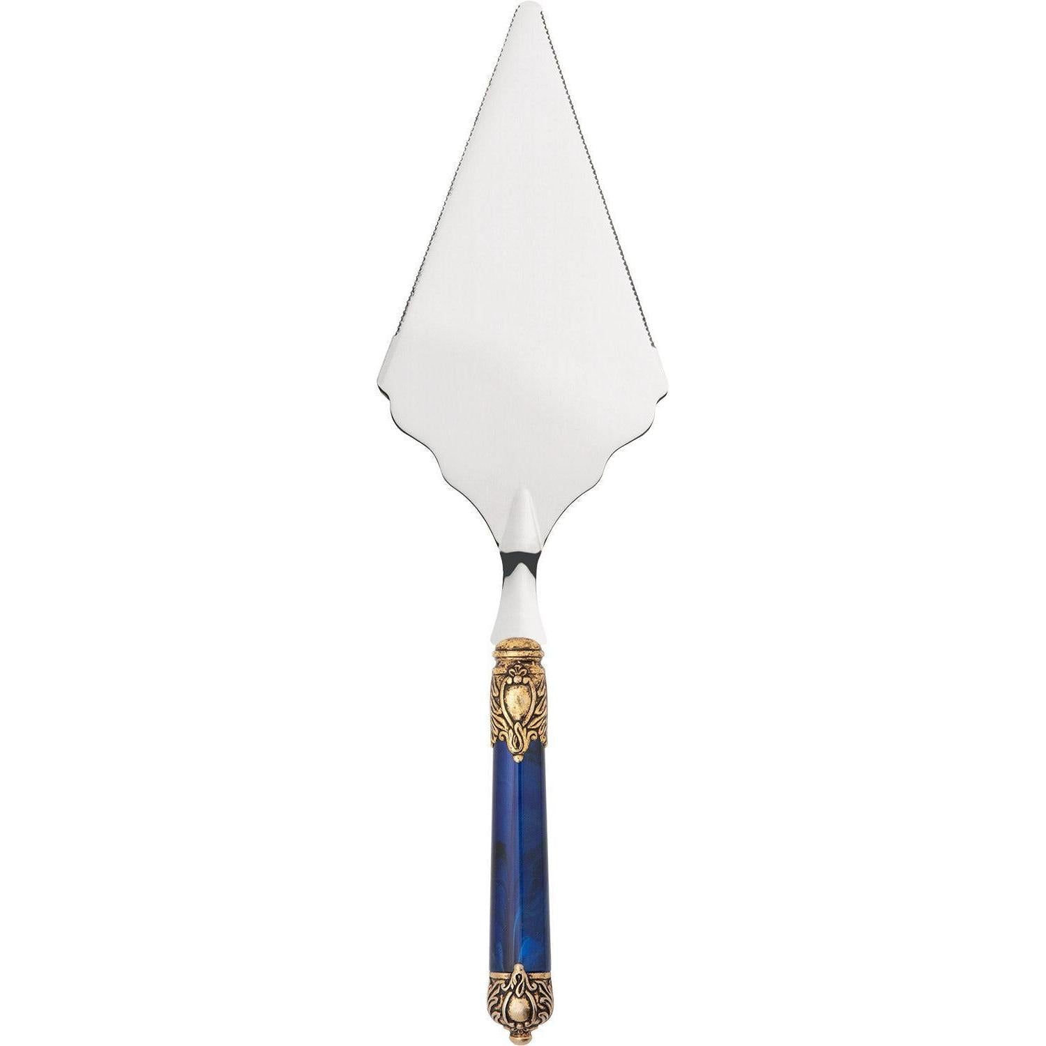 Rinascimento Gold ring Big Cake Server Serrated - Royal Blue