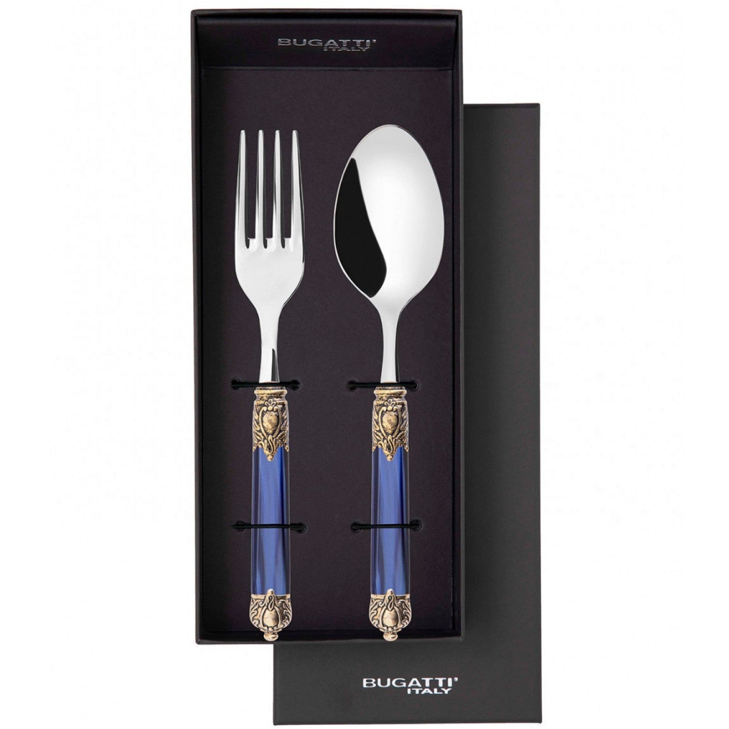Rinascimento Antique Gold 2 Piece Serving Set in Gift Box - Royal Blue-Casa Bugatti USA