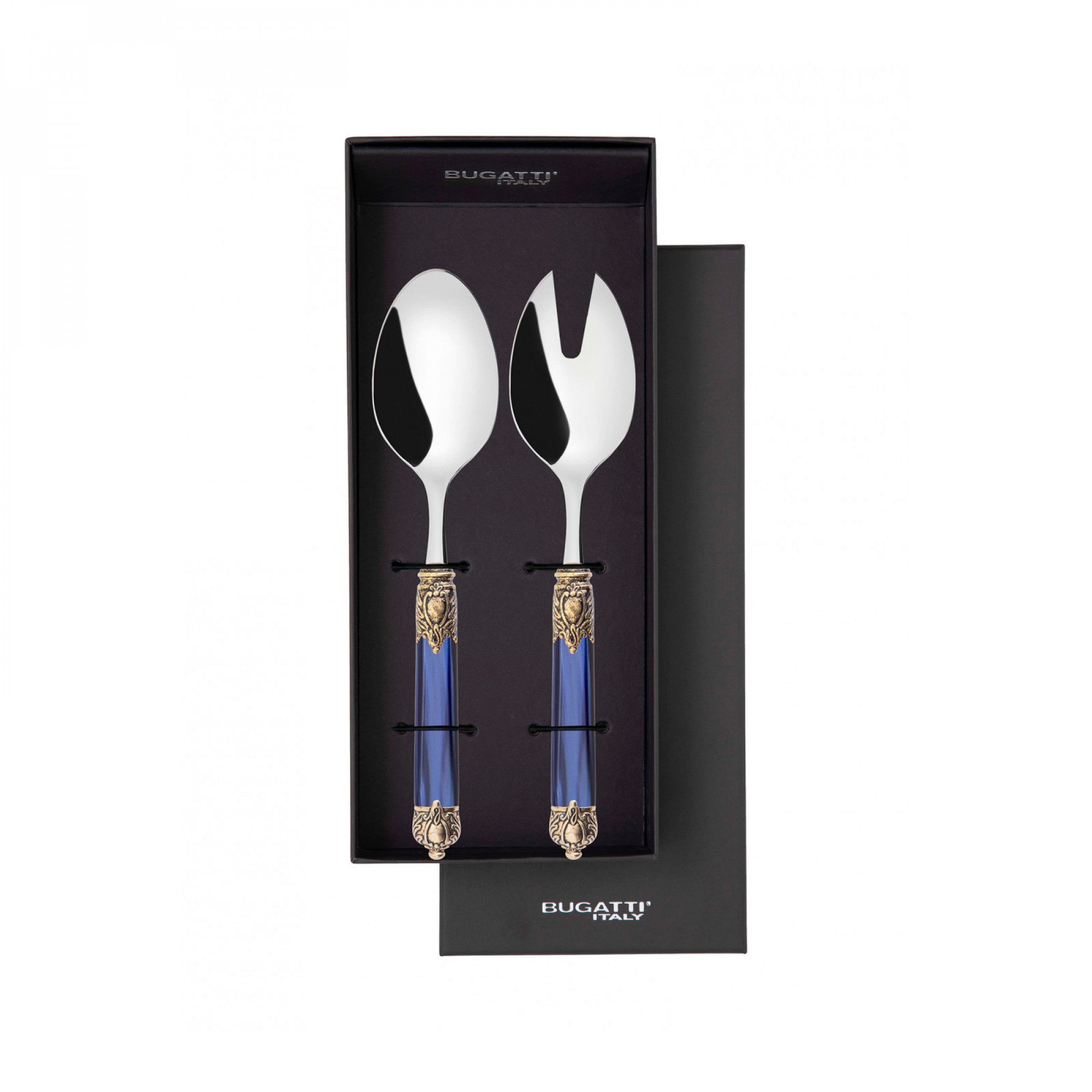Rinascimento Antique Gold 2 Piece Salad Set in Gift Box - Royal Blue-Casa Bugatti USA