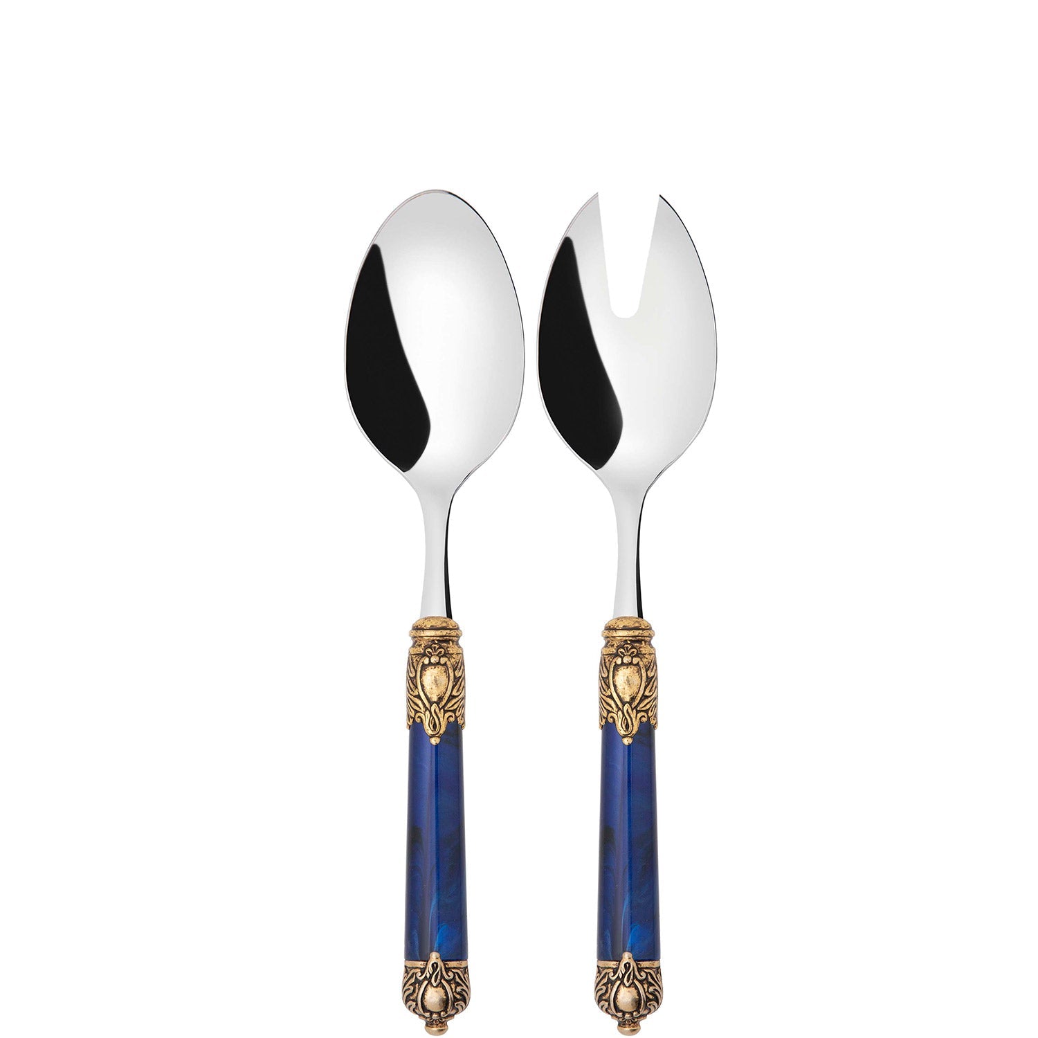 Rinascimento Antique Gold 2 Piece Salad Set in Gift Box - Royal Blue-Casa Bugatti USA