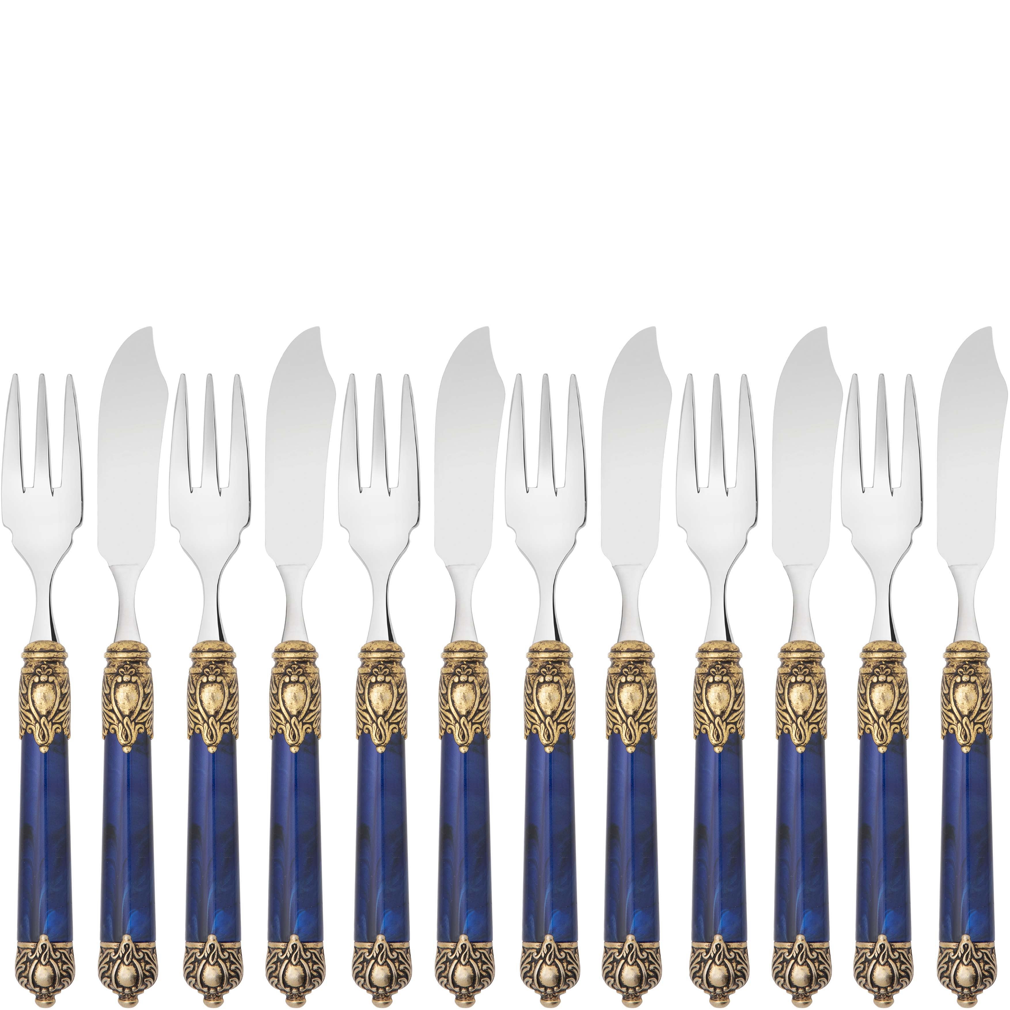 Rinascimento Gold ring 12 Pieces Fish Set in Gift Box - Royal Blue