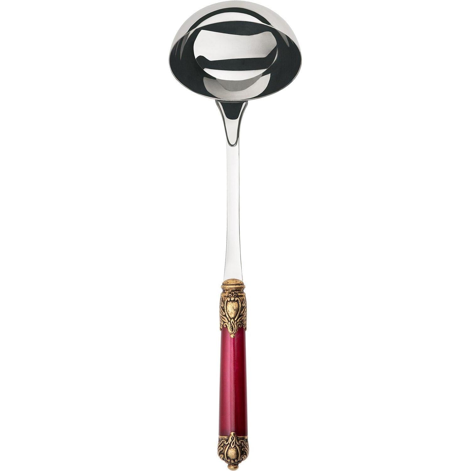 Rinascimento Antique Gold Soup Ladle - Burgundy-Casa Bugatti USA