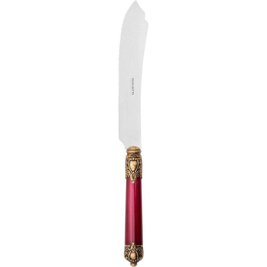 Rinascimento Gold ring Cake Knife 28 cm (11.02 Inch) - Burgundy