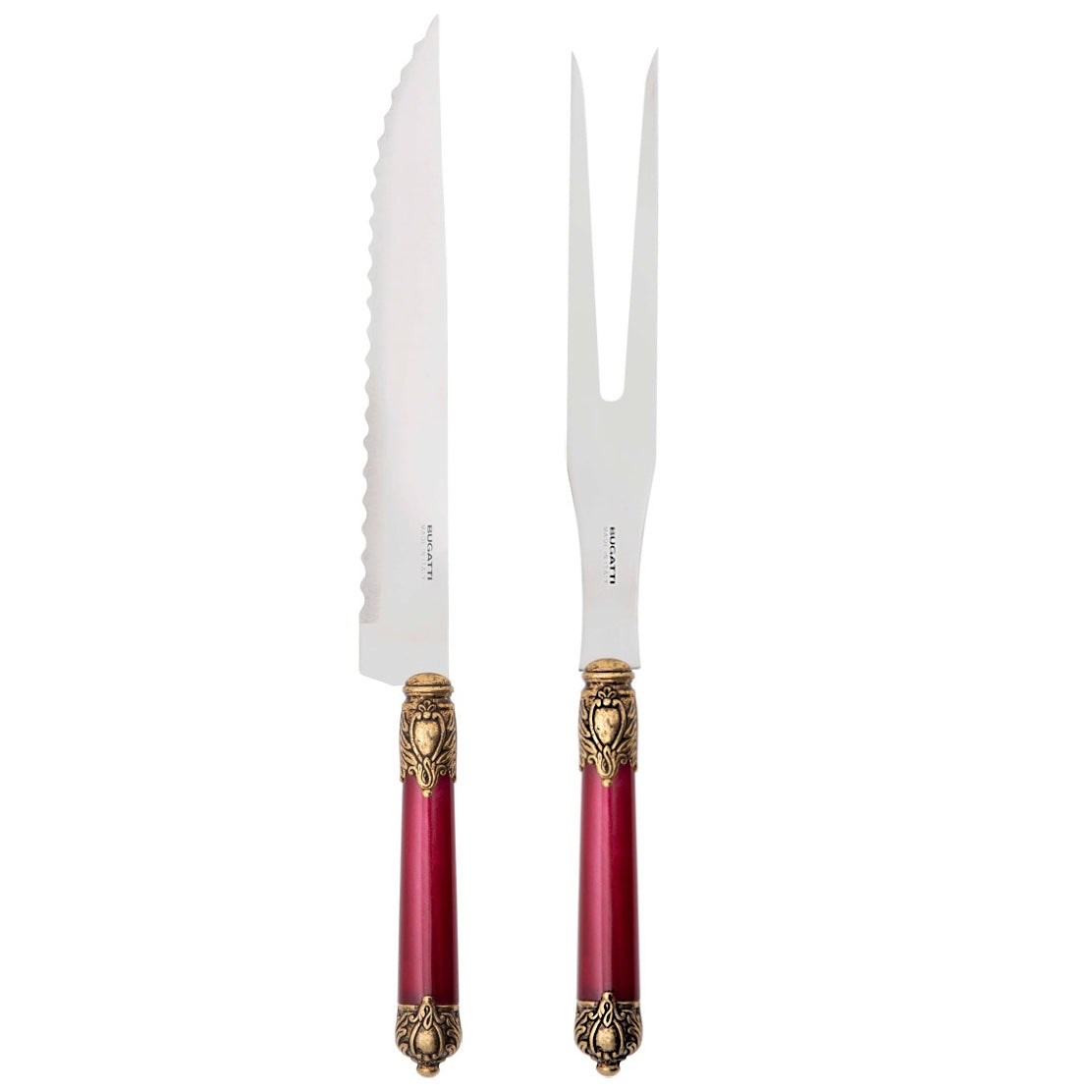 Rinascimento Antique Gold Roast Carving Set, Burgundy — Casa Bugatti