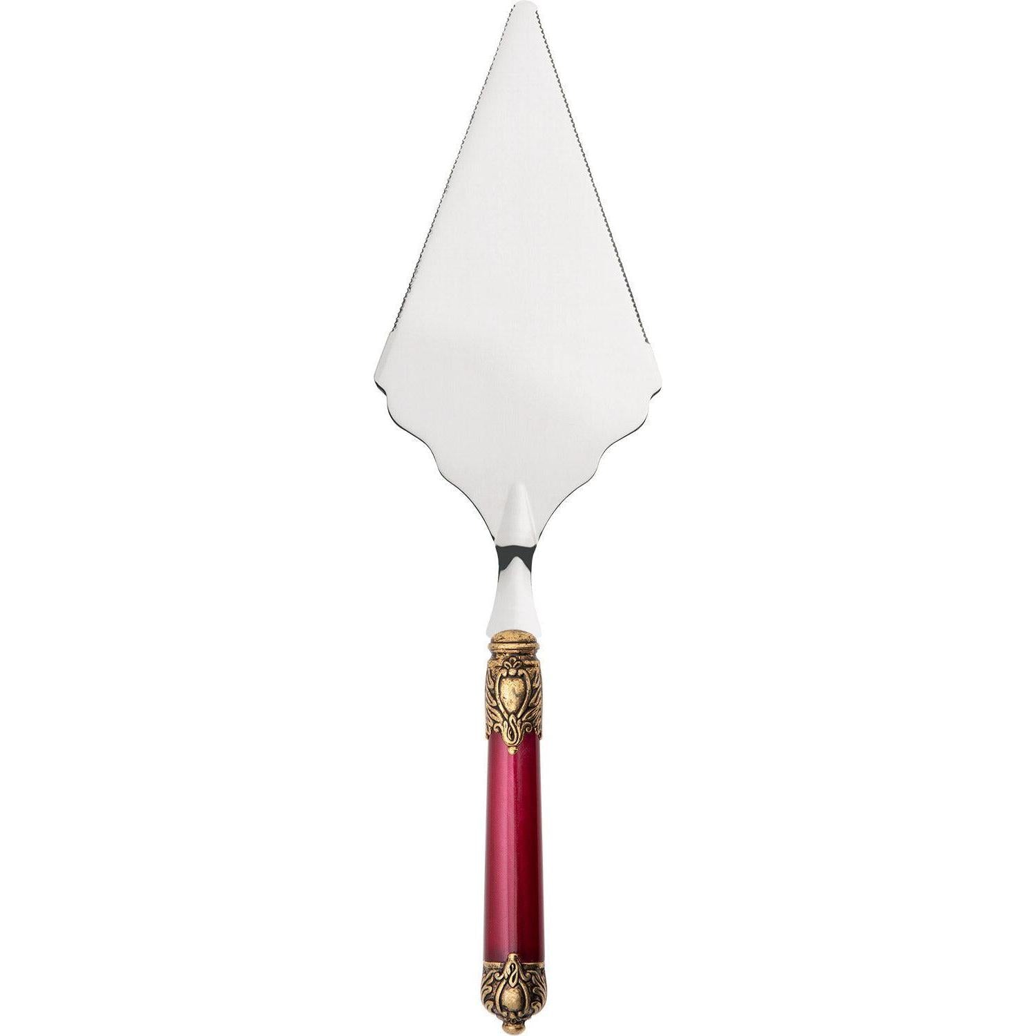 Rinascimento Gold ring Big Cake Server Serrated - Burgundy