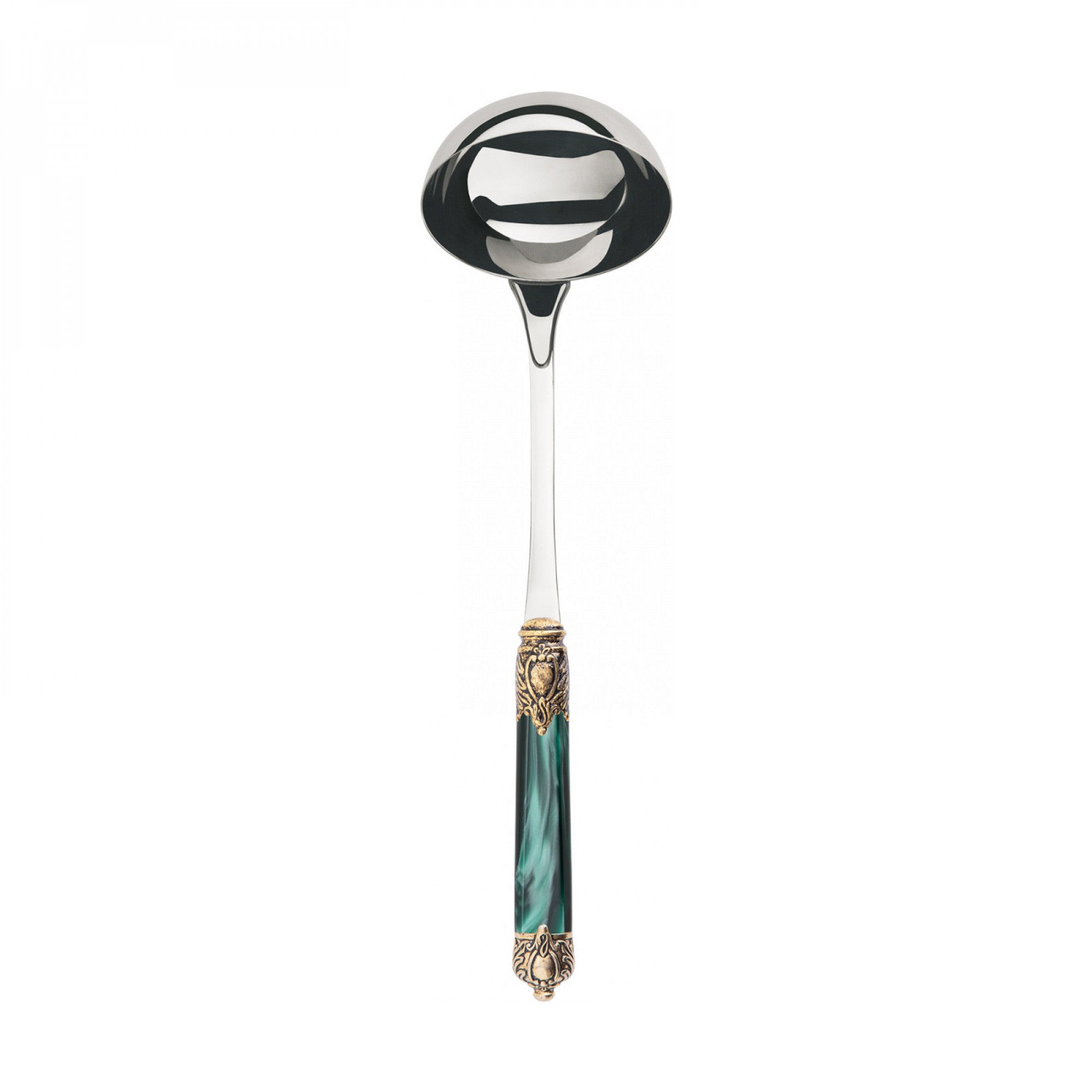 Rinascimento Gold ring Soup Ladle - Emerald Green