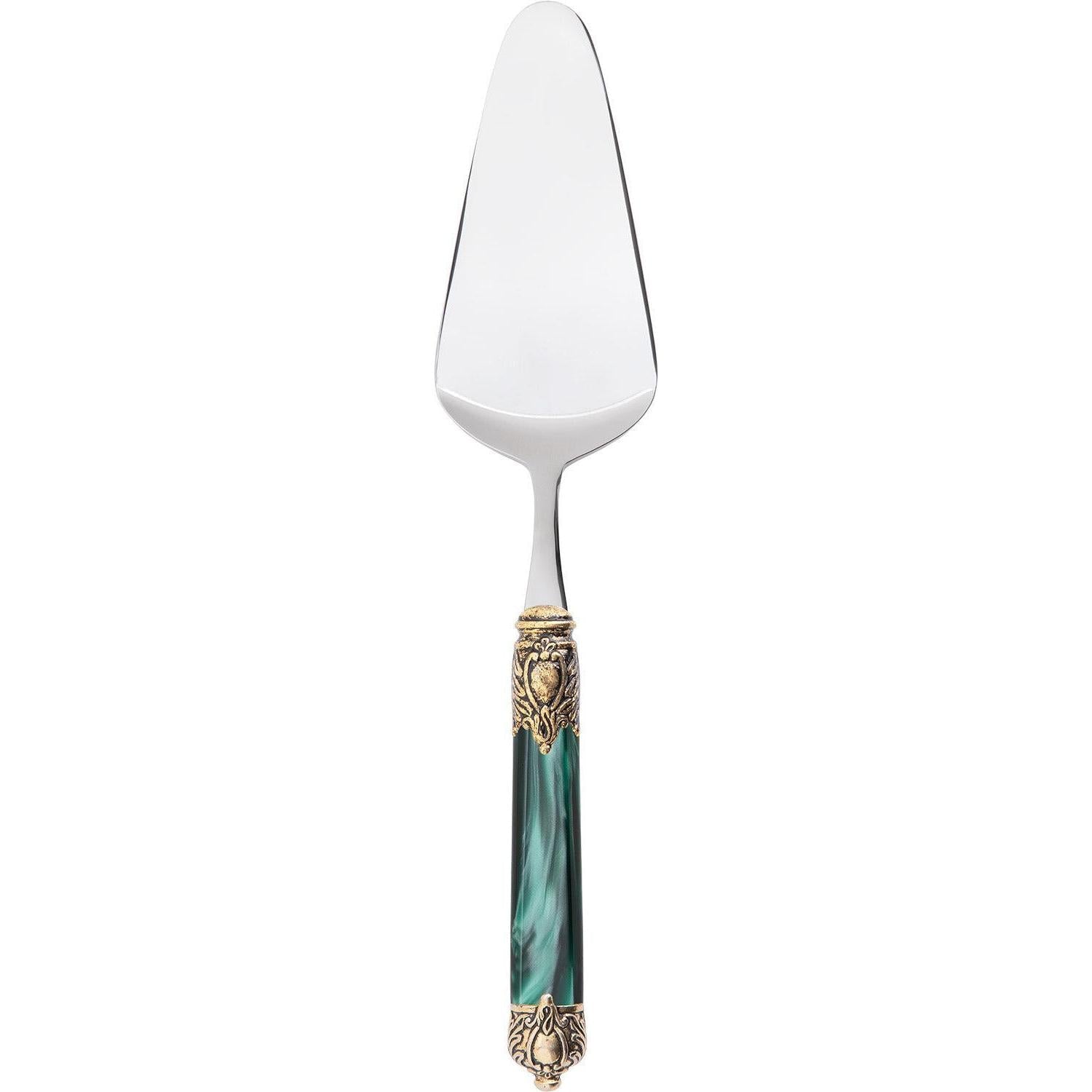 Rinascimento Gold ring Cake Server - Emerald Green