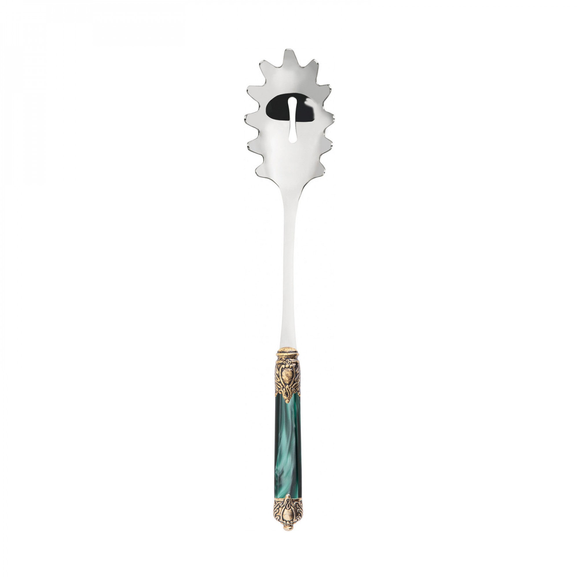 Rinascimento Antique Gold Spaghetti Scoop - Emerald Green-Casa Bugatti USA