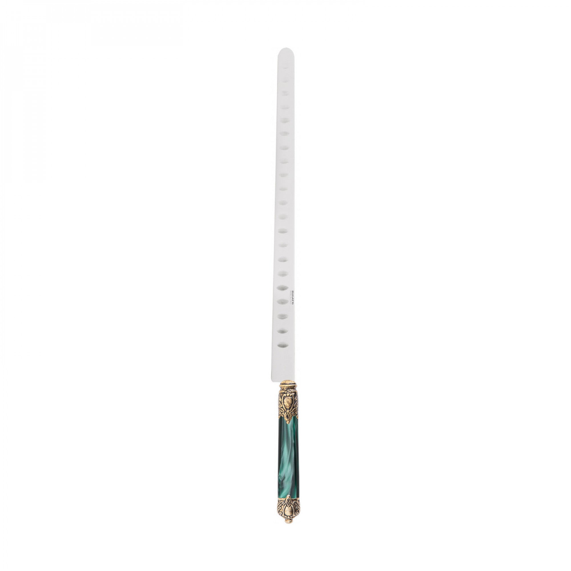 Rinascimento Gold ring Salmon Knife 40 cm (15.75 Inch) - Emerald Green