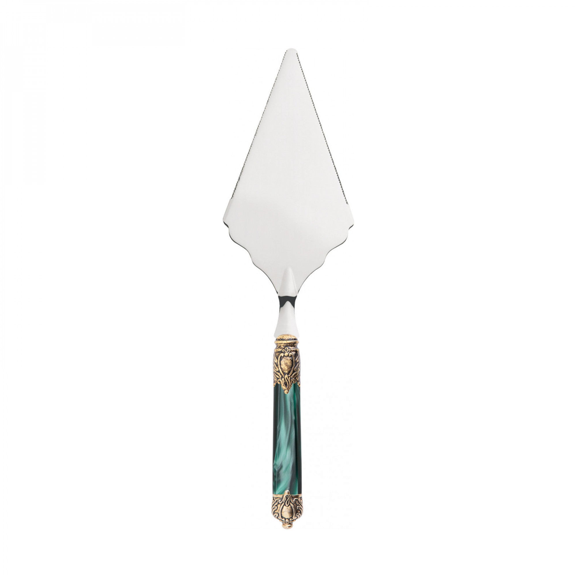 Rinascimento Gold ring Big Cake Server Serrated - Emerald Green