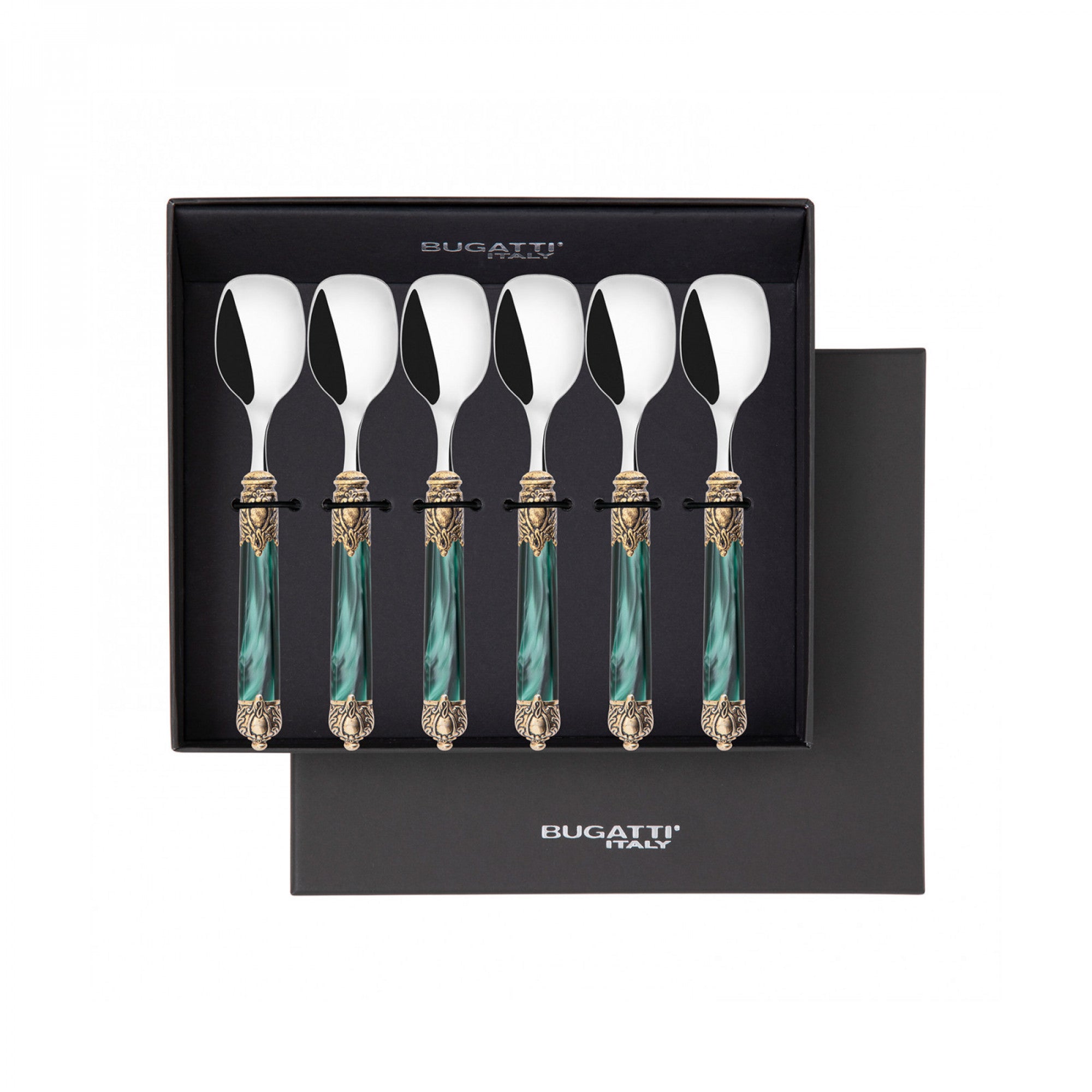 Rinascimento Gold ring Ice Cream Spoon Set - Emerald Green
