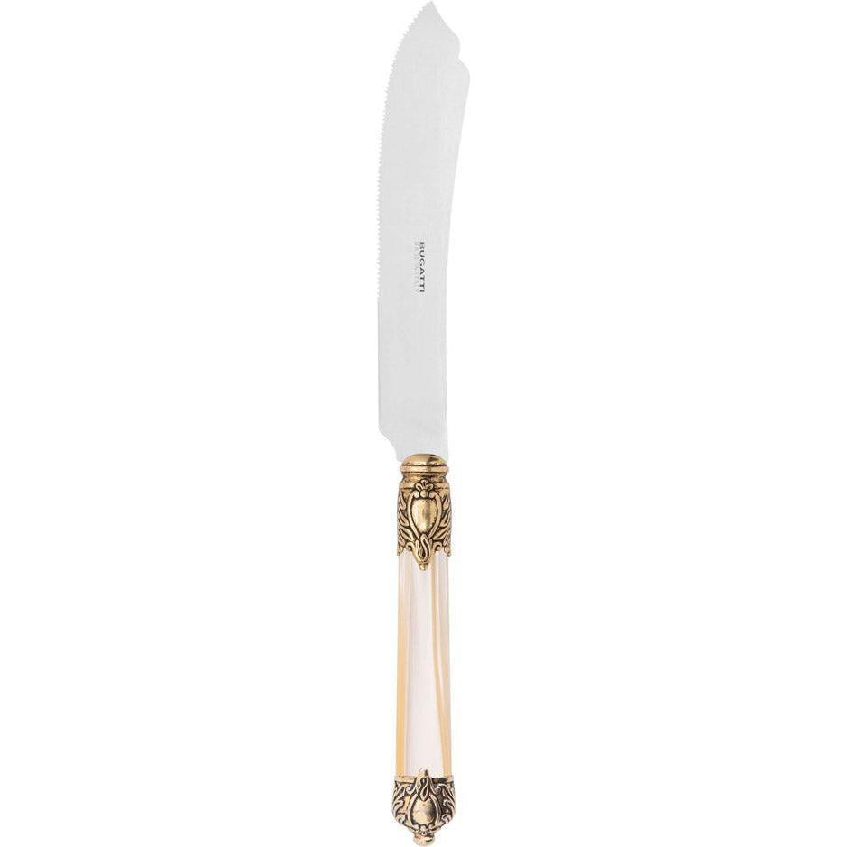 Rinascimento Gold ring Cake Knife 28 cm (11.02 Inch) - Ivory
