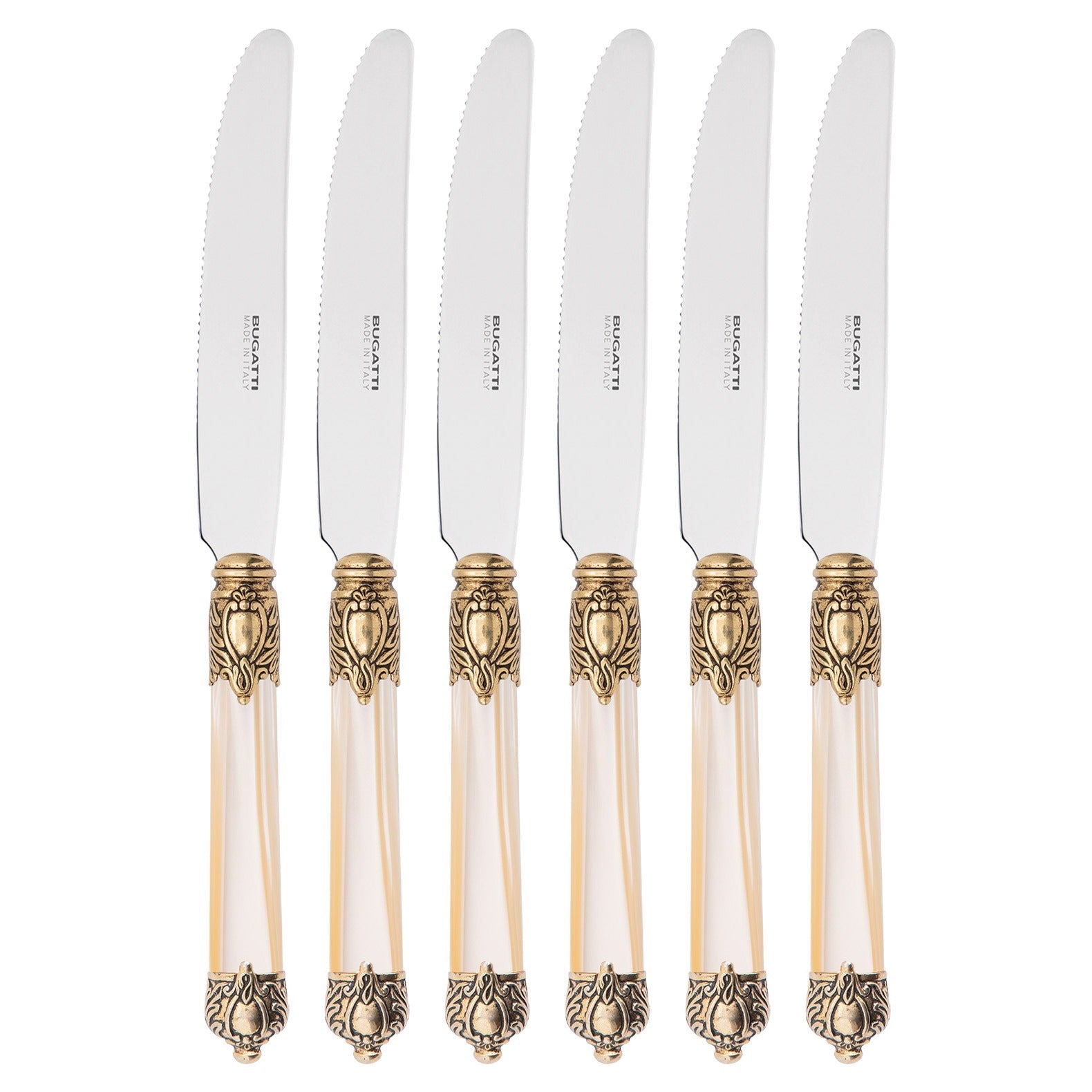 Rinascimento Antique Gold Fruit Knife Set 17,5 cm (6.89 Inch) - Ivory-Casa Bugatti USA