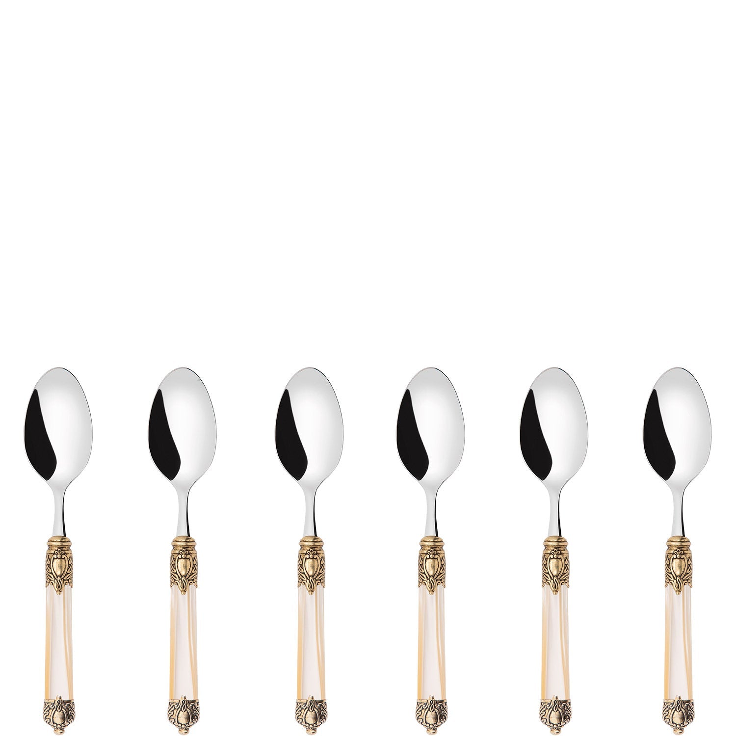 Rinascimento Gold ring Coffee Spoon Set in Gift Box - Ivory
