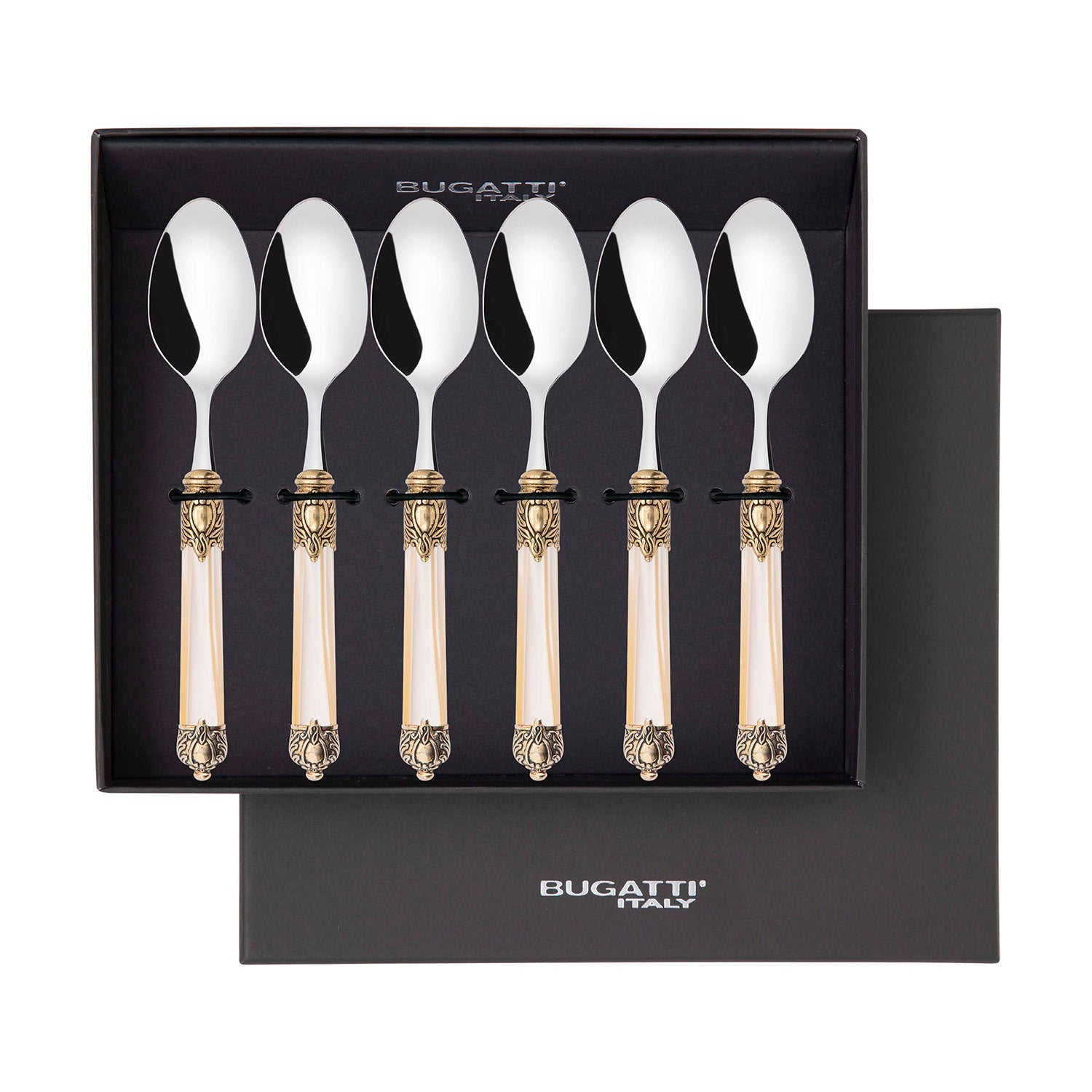 Rinascimento Gold ring Coffee Spoon Set in Gift Box - Ivory