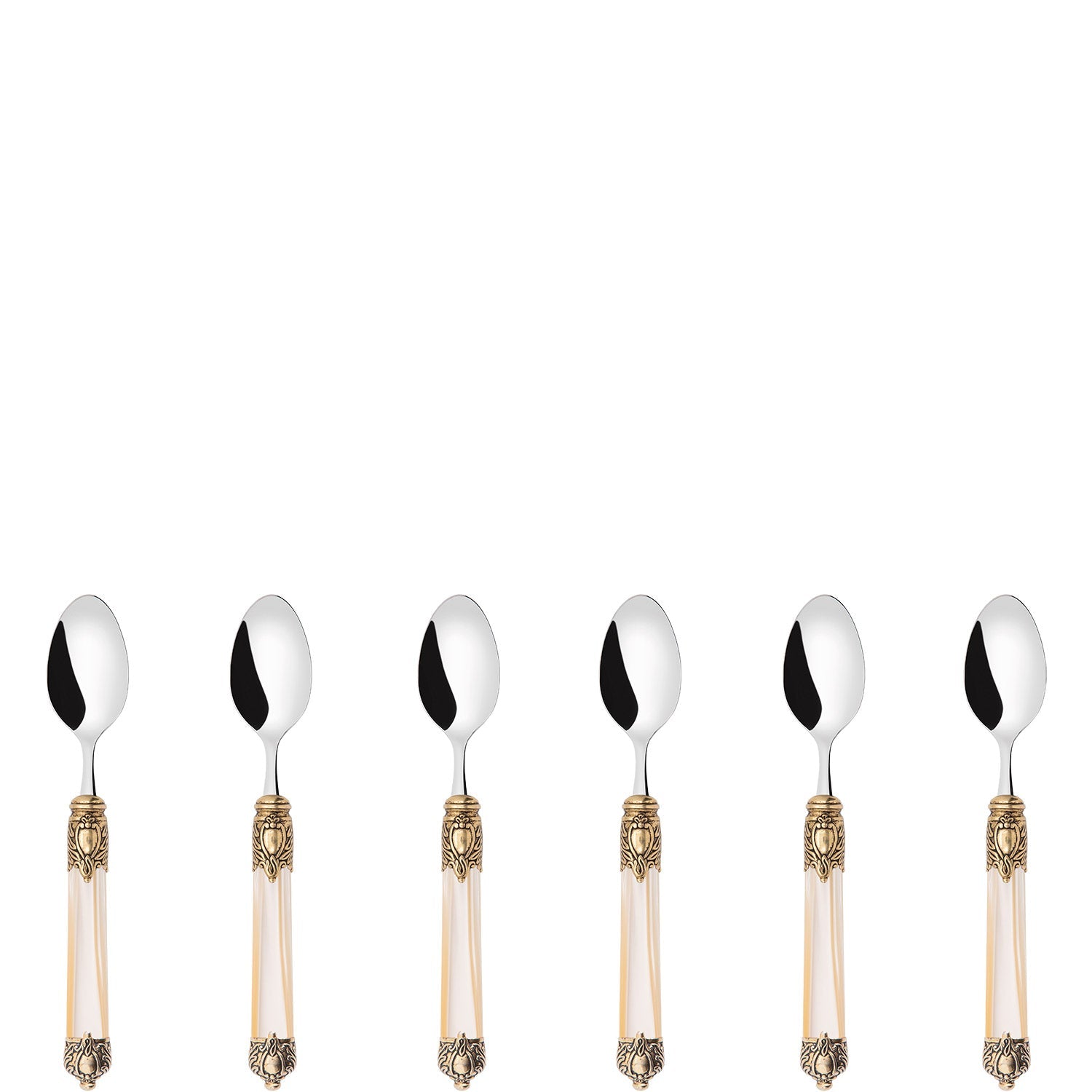 Rinascimento Gold ring Moka Spoon Set in Gift Box - Ivory
