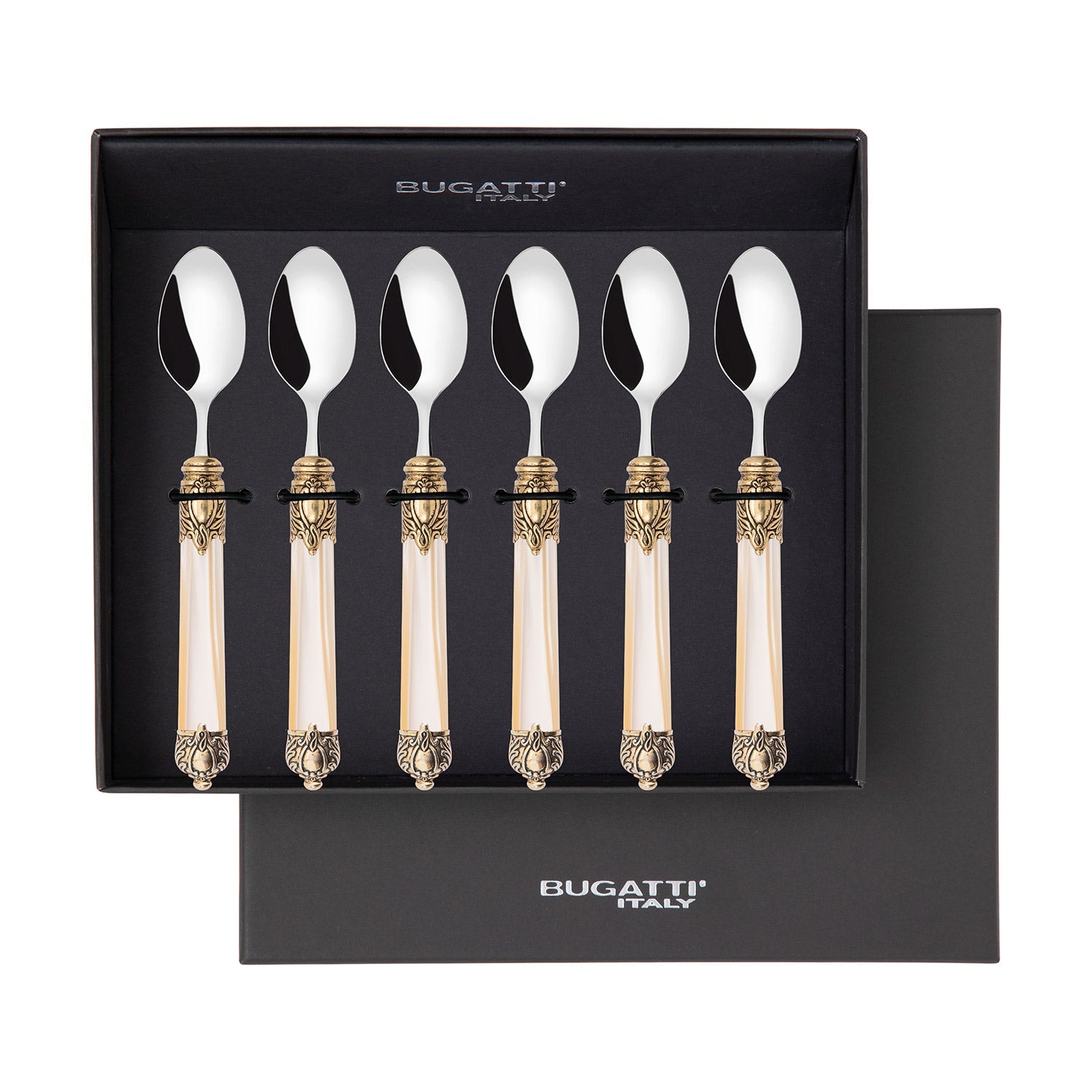 Rinascimento Gold ring Moka Spoon Set in Gift Box - Ivory