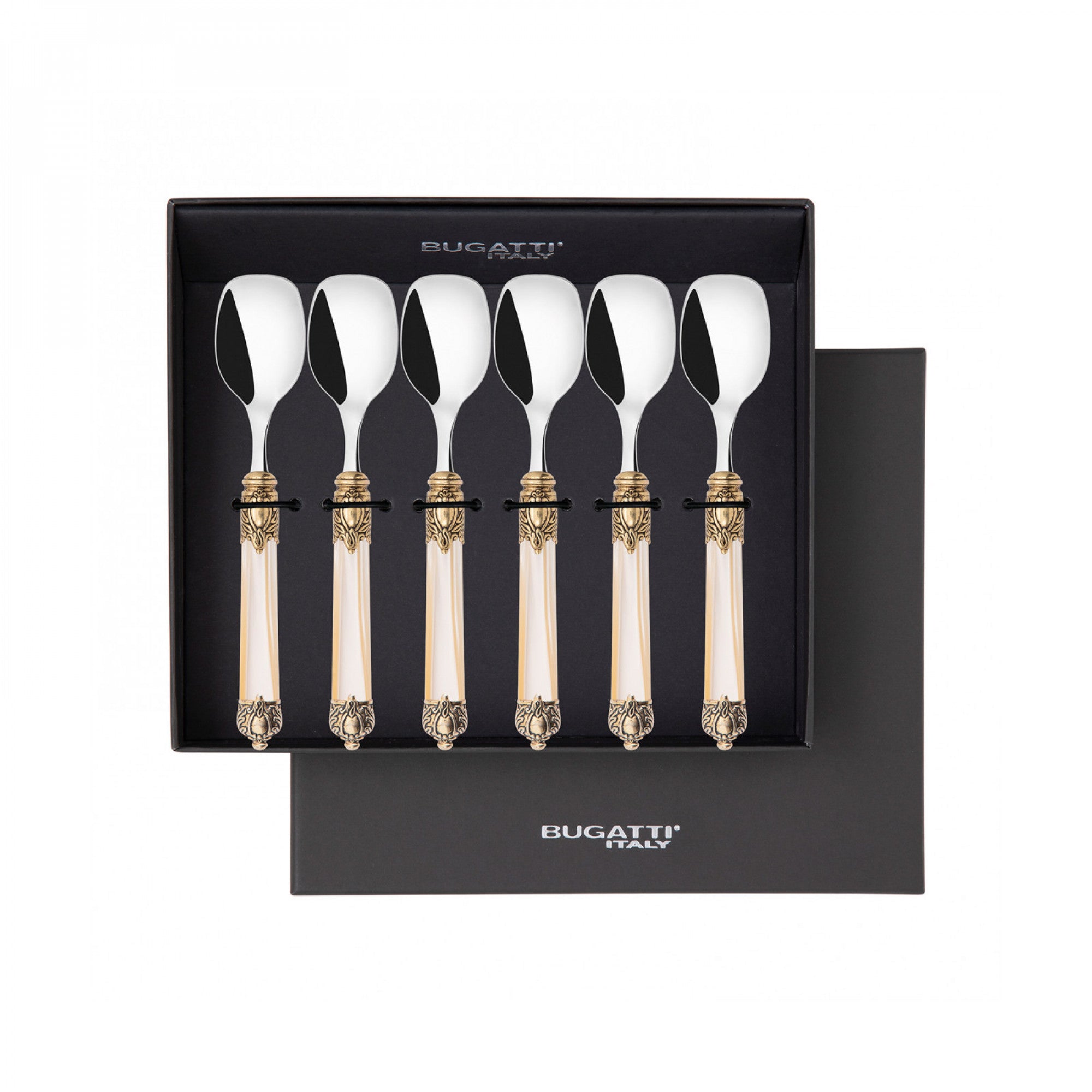 Rinascimento Gold ring Ice Cream Spoon Set - Ivory