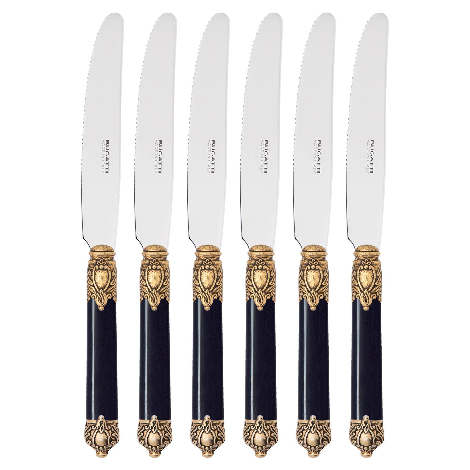 Rinascimento Antique Gold Fruit Knife Set 17,5 cm (6.89 Inch) - Black-Casa Bugatti USA
