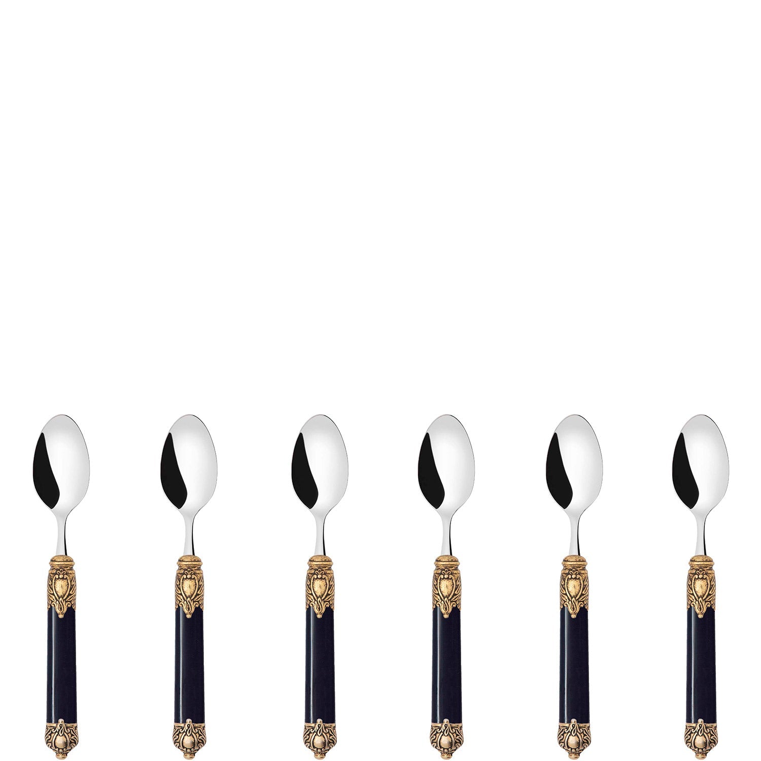 Rinascimento Antique Gold Moka Spoon Set, Black — Casa Bugatti