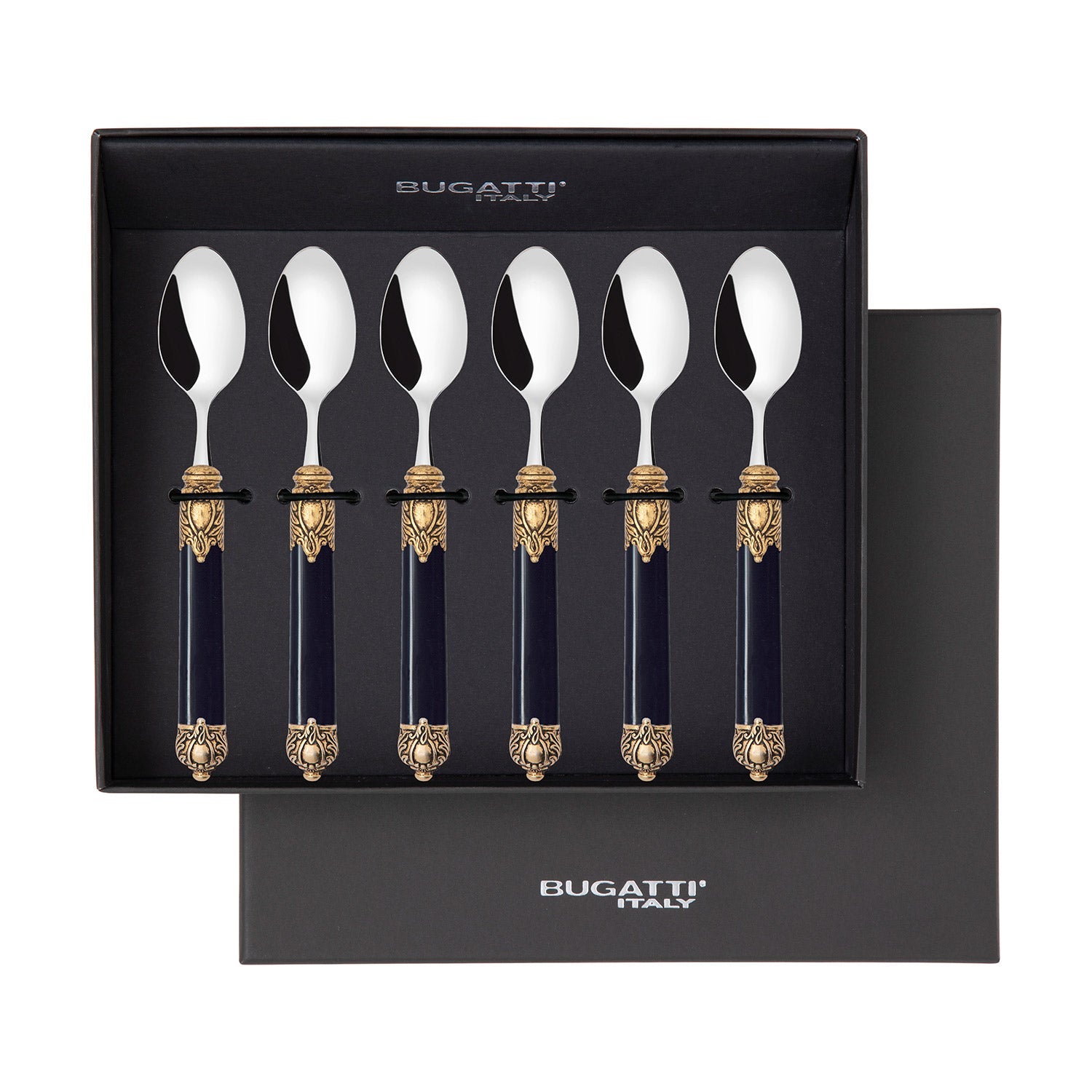 Rinascimento Antique Gold Moka Spoon Set, Black — Casa Bugatti