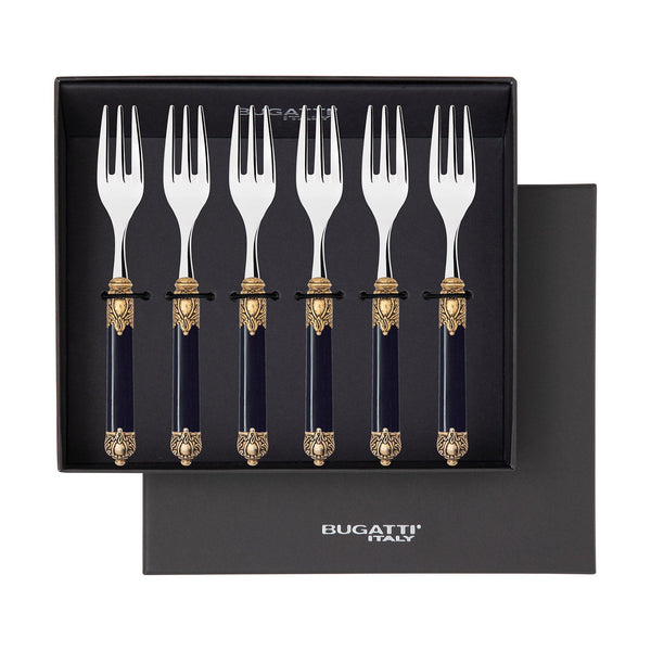 Rinascimento Antique Gold Cocktail Cake Forks Set, Black — Casa Bugatti