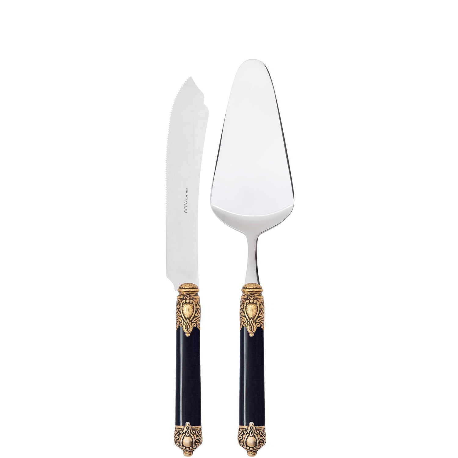 Rinascimento Antique Gold 2 Piece Cake Serving Set in Gift Box - Black-Casa Bugatti USA