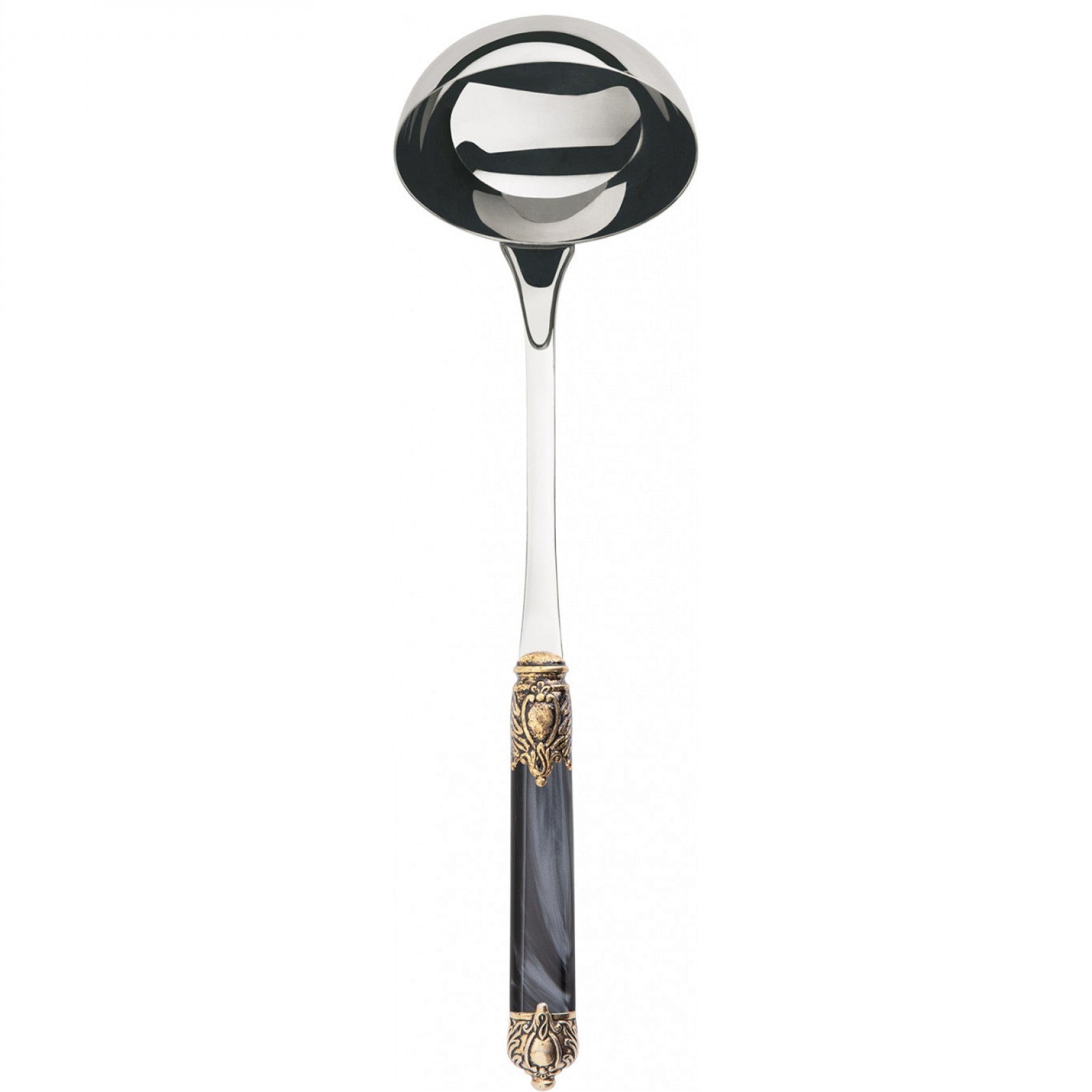 Rinascimento Antique Gold Soup Ladle, Charcoal — Casa Bugatti