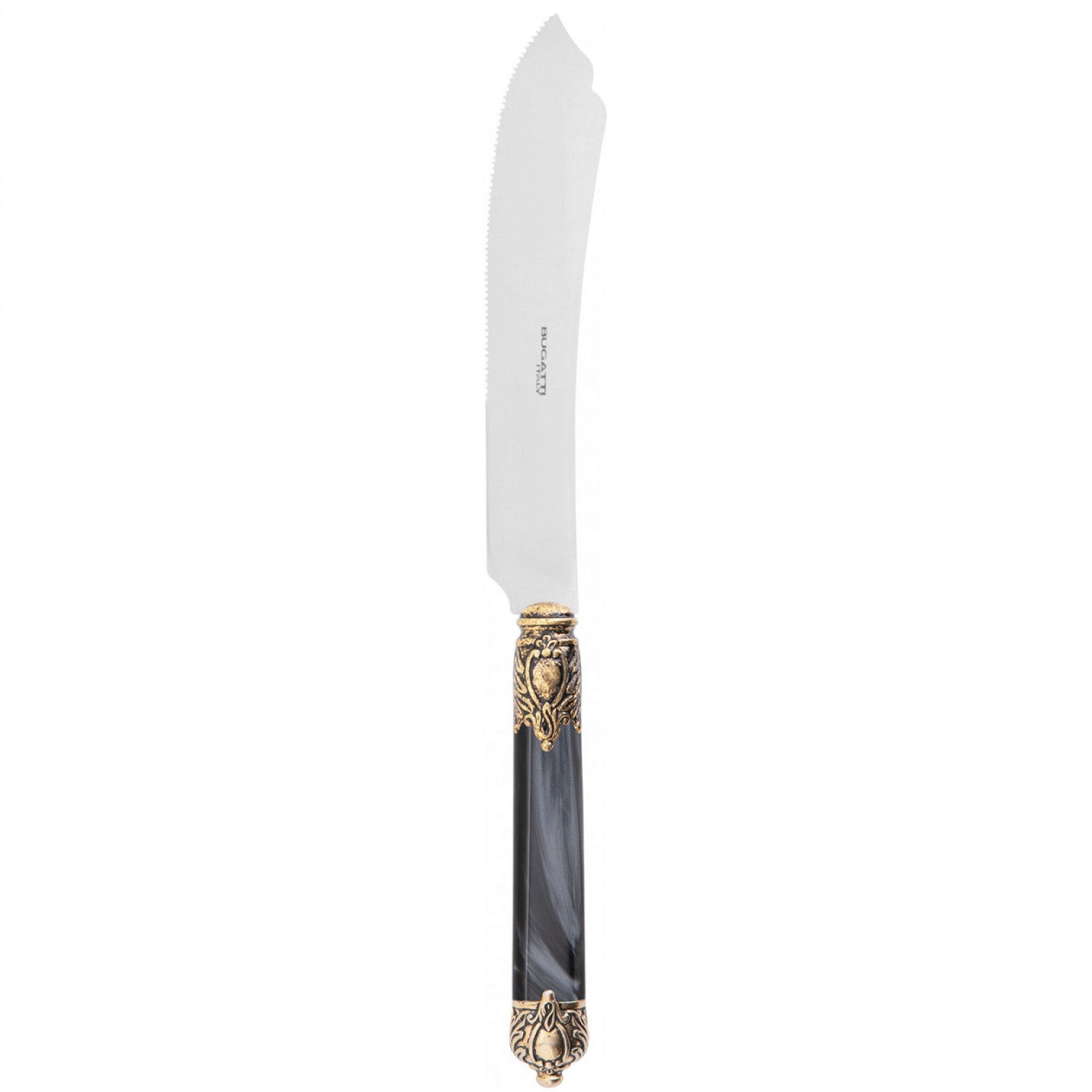 Rinascimento Antique Gold Cake Knife 28 cm (11.02 Inch), Charcoal — Casa Bugatti