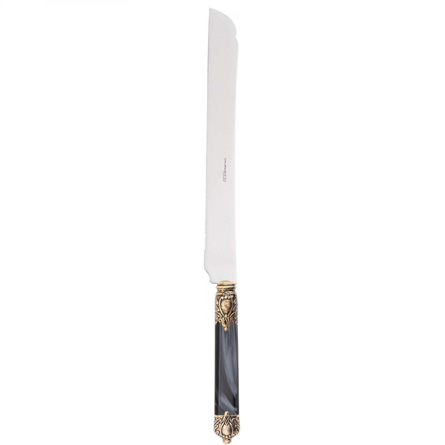 Rinascimento Antique Gold Cake Knife 32 cm (12.60 Inch), Charcoal — Casa Bugatti