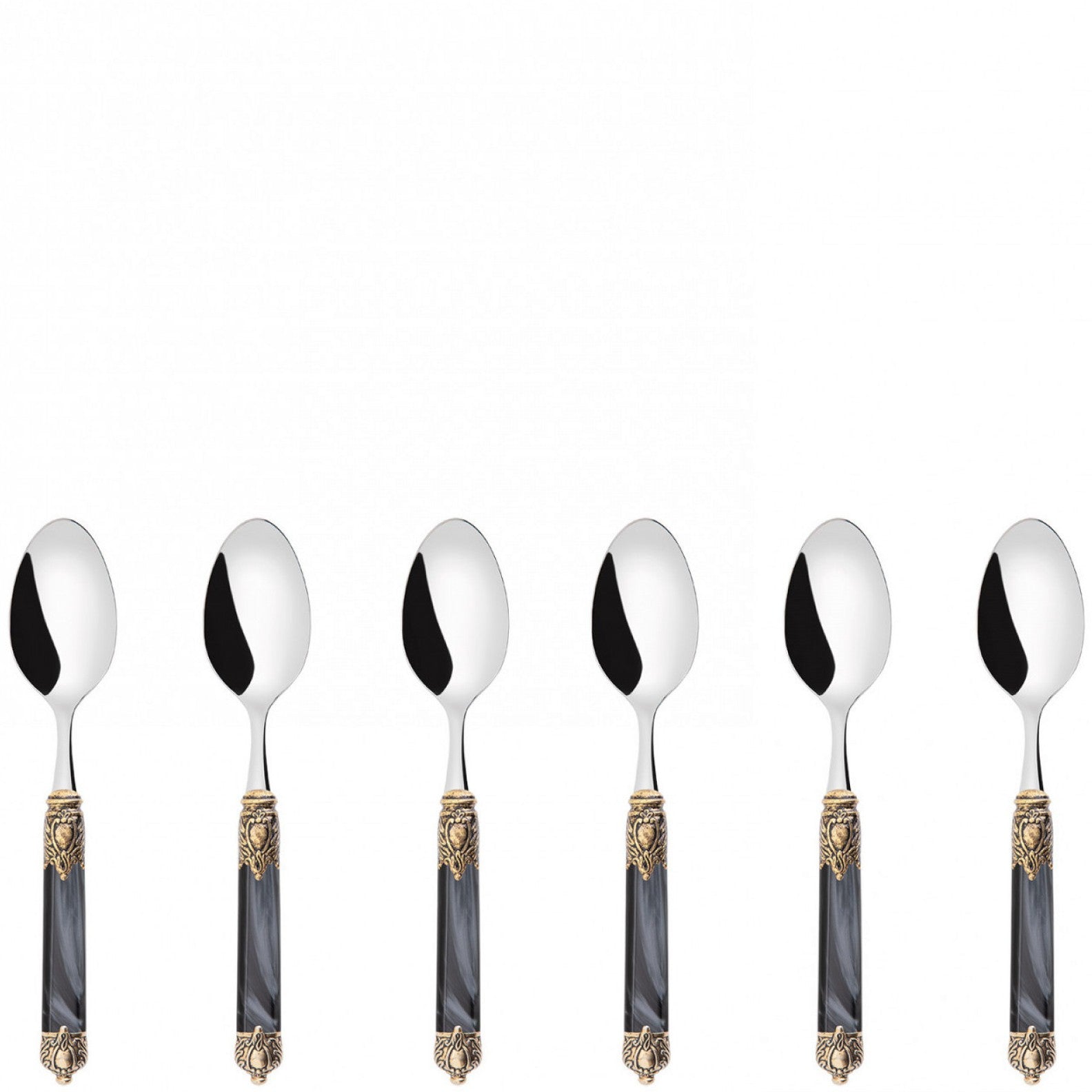 Rinascimento Antique Gold Coffee Spoon Set, Charcoal — Casa Bugatti