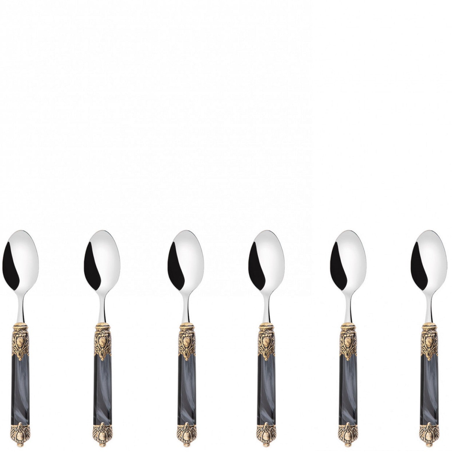 Rinascimento Antique Gold Moka Spoon Set, Charcoal — Casa Bugatti