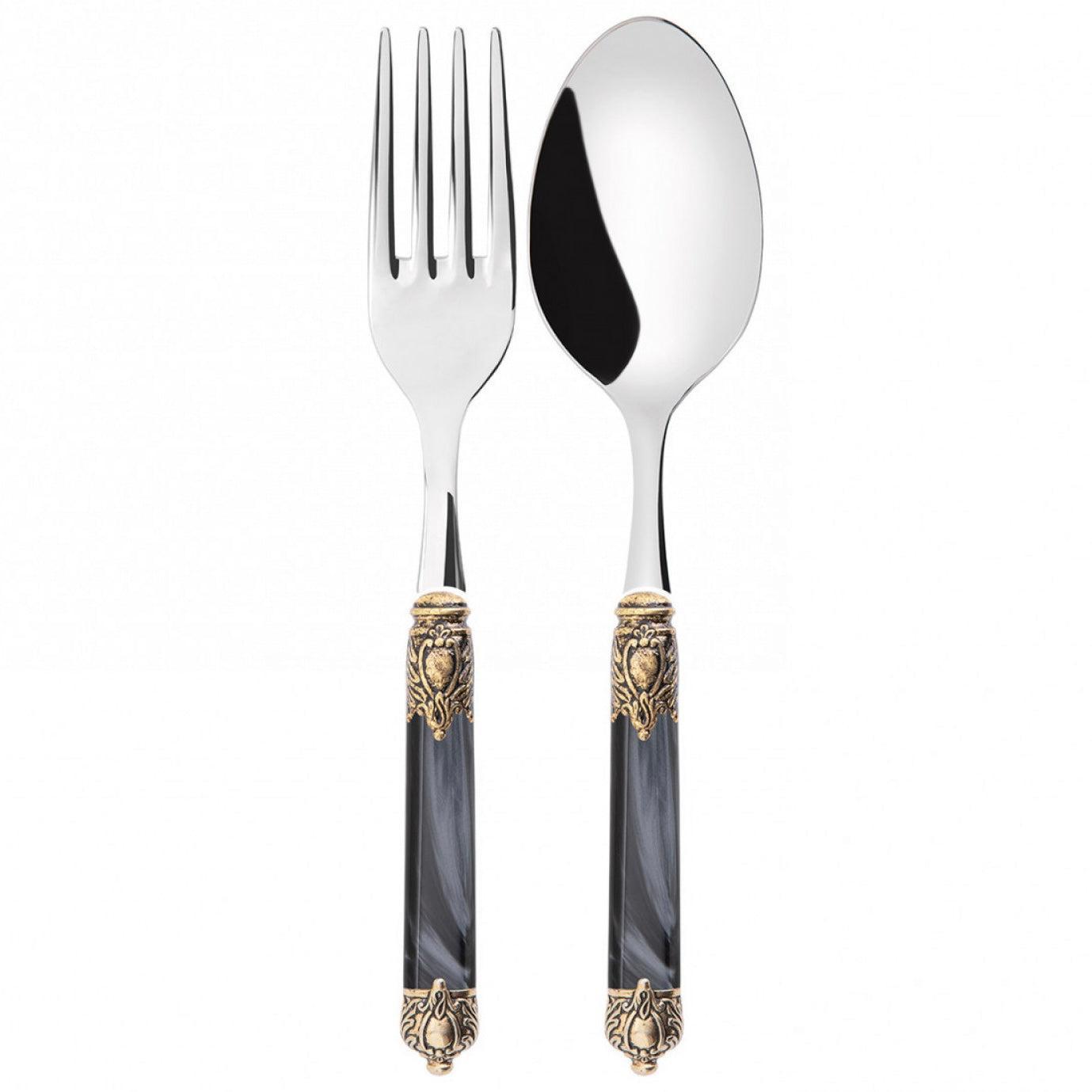 Rinascimento Antique Gold 2 Piece Serving Set in Gift Box - Charcoal-Casa Bugatti USA