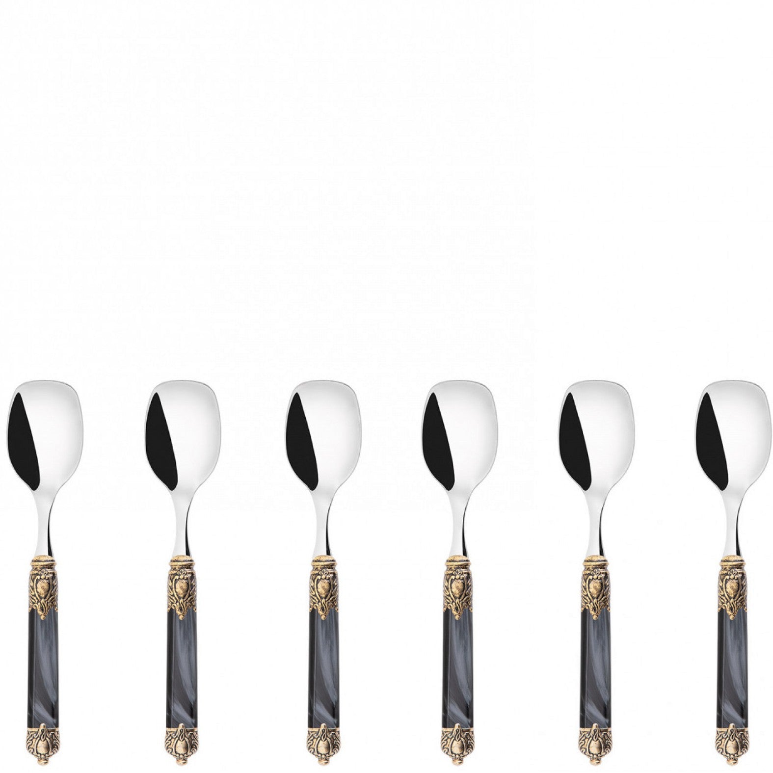 Rinascimento Antique Gold Ice Cream Spoon Set, Charcoal — Casa Bugatti