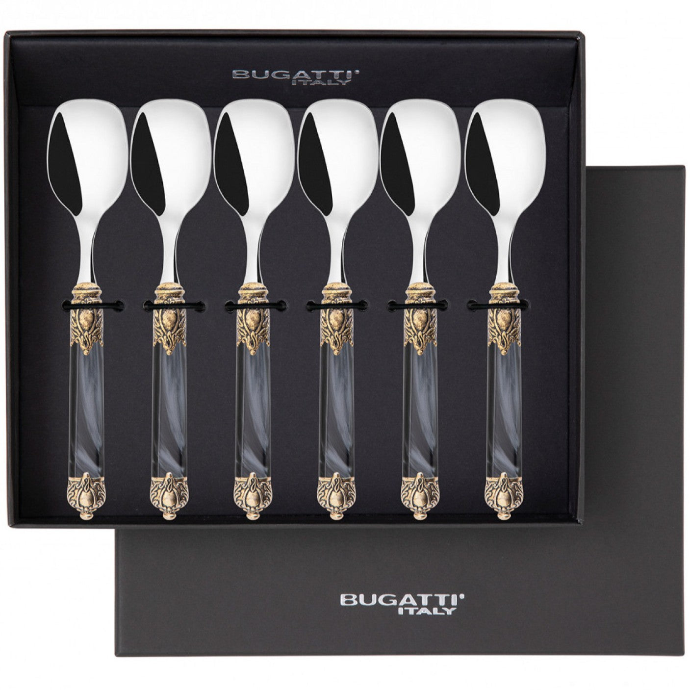 Rinascimento Antique Gold Ice Cream Spoon Set, Charcoal — Casa Bugatti