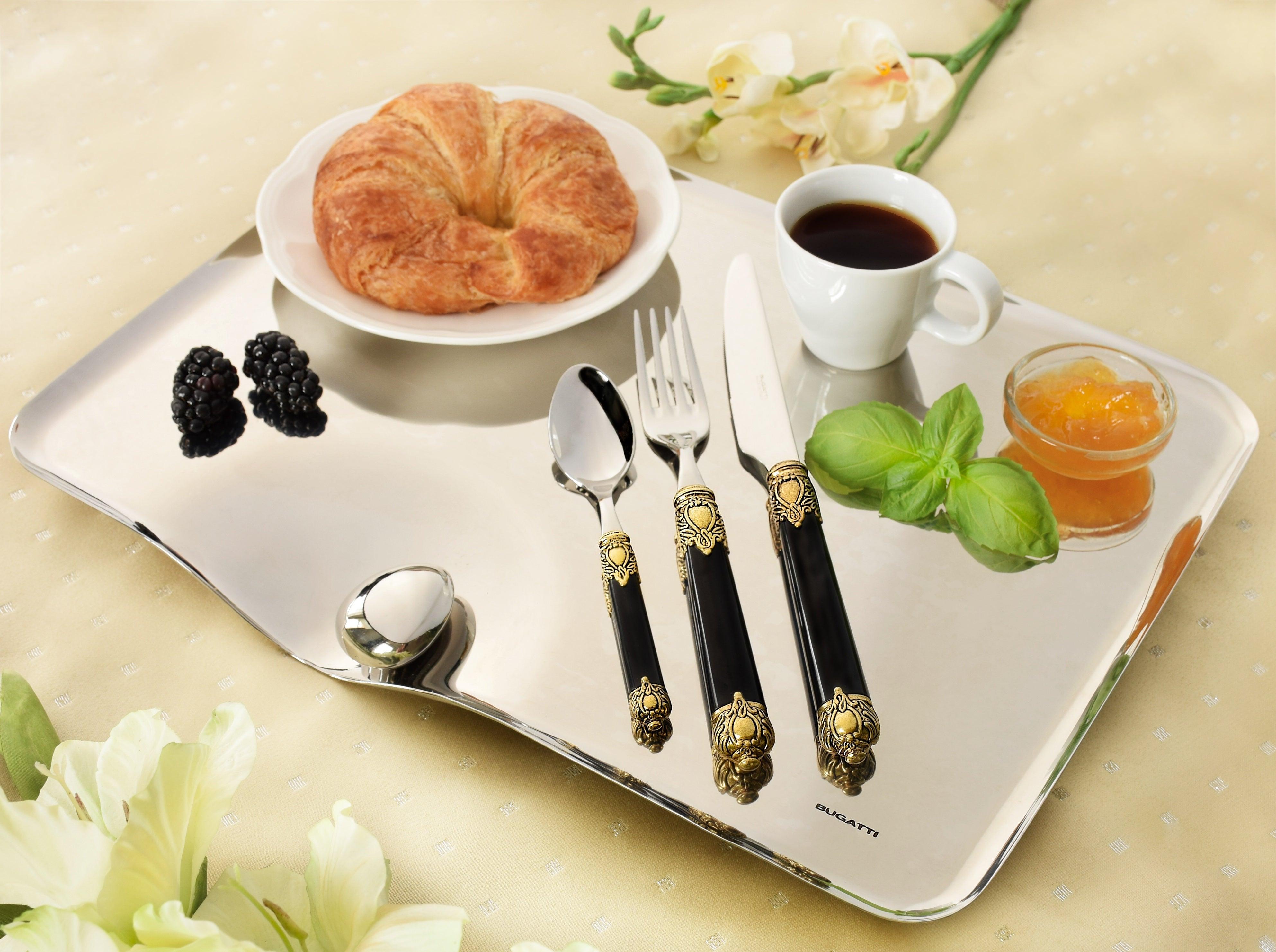 Rinascimento Gold ring 5 Piece Place Setting - BLACK