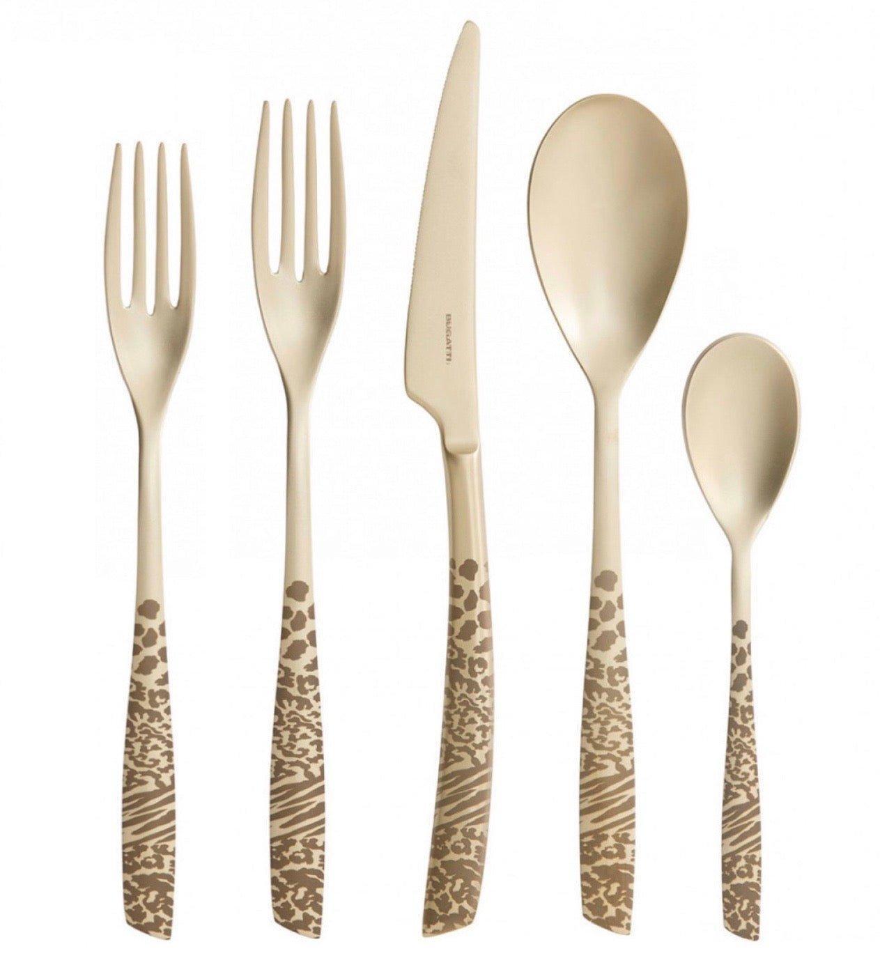 Riviera Animal Print Champagne Matte  5 Piece Place Setting