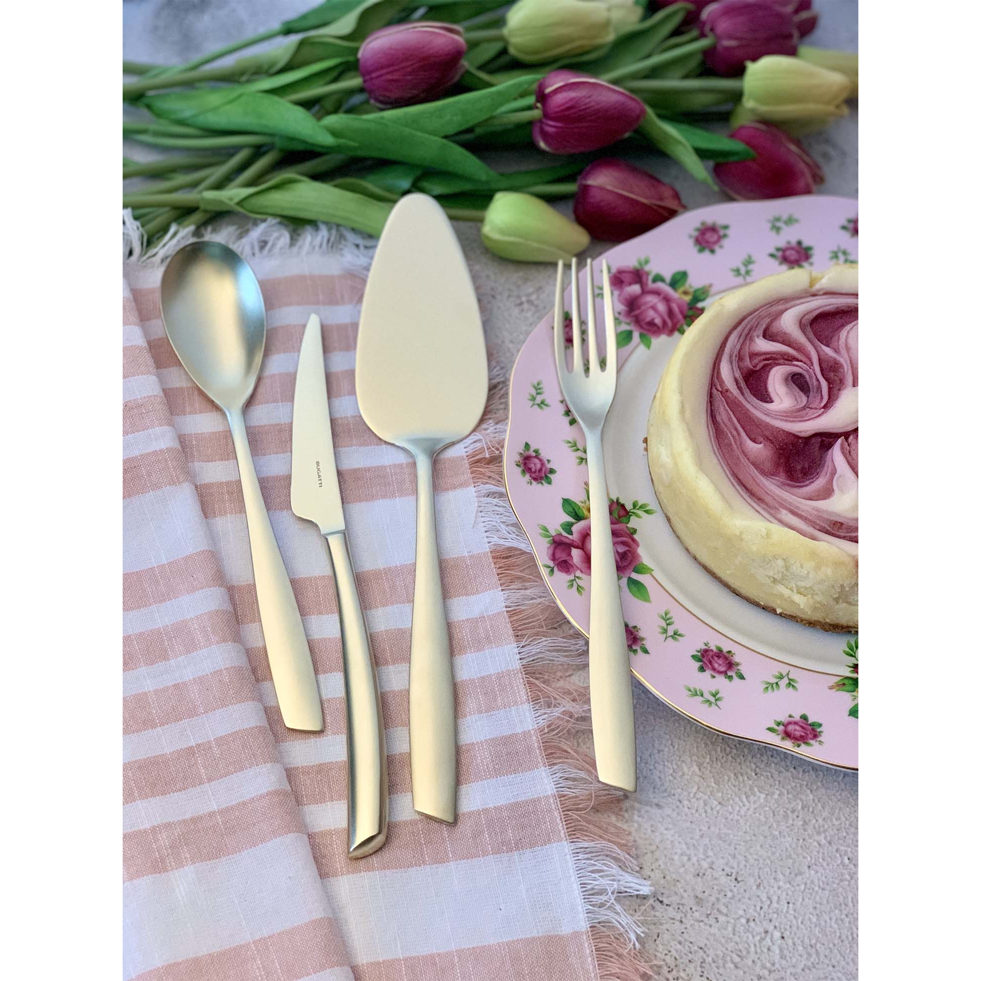 Riviera Champagne Matte 5 Piece Place Setting-Casa Bugatti USA