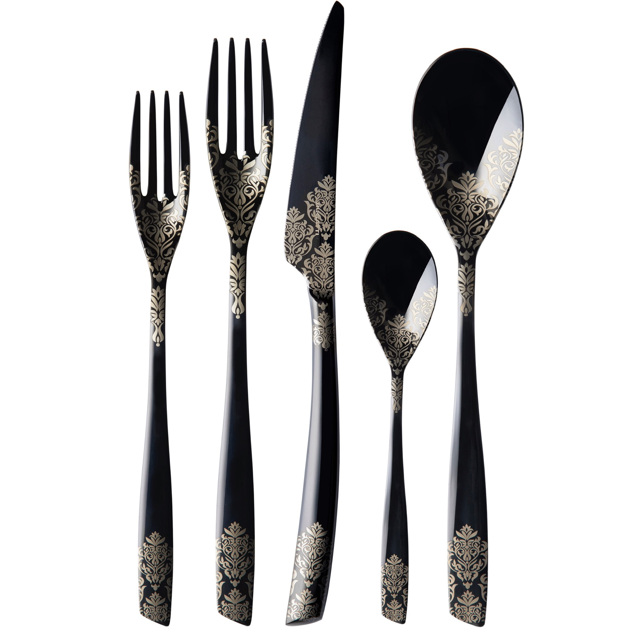 Riviera Devore Black 5 Piece Place Setting-Casa Bugatti USA