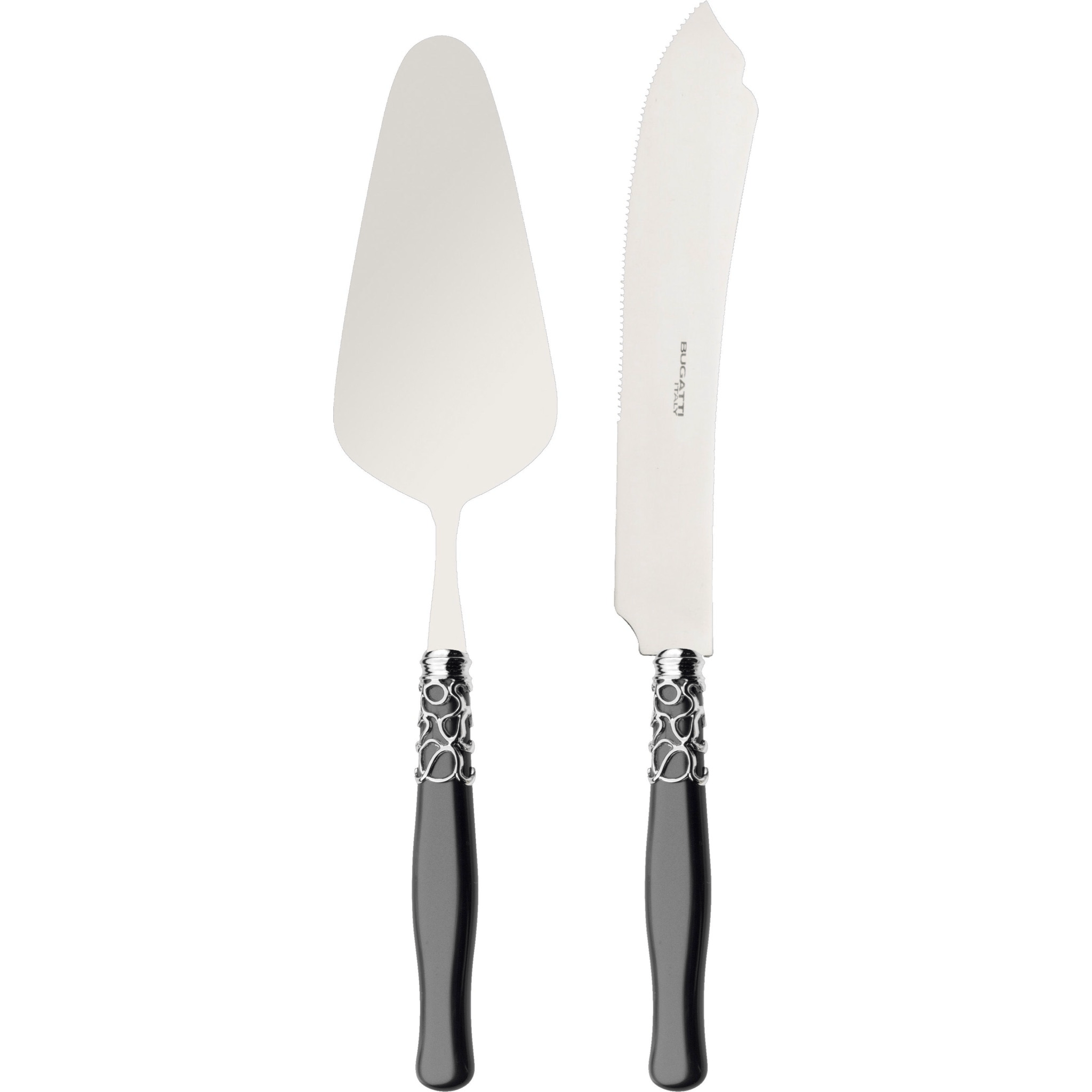 Selene 2 Piece Cake Serving set - Black Charcoal-Casa Bugatti USA