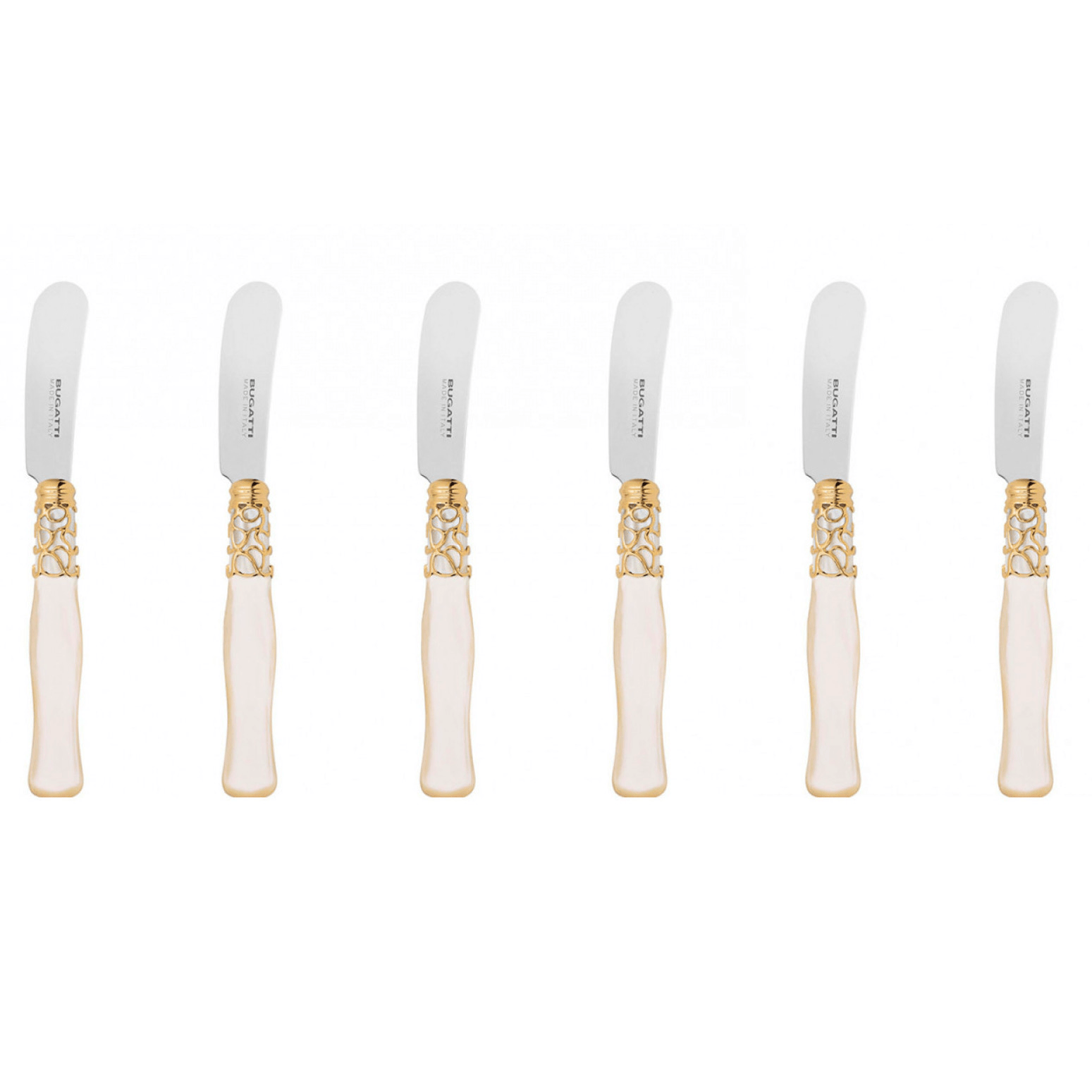 Selene Gold Ring Spreaders / Butter Knives Set - IVORY-Casa Bugatti USA